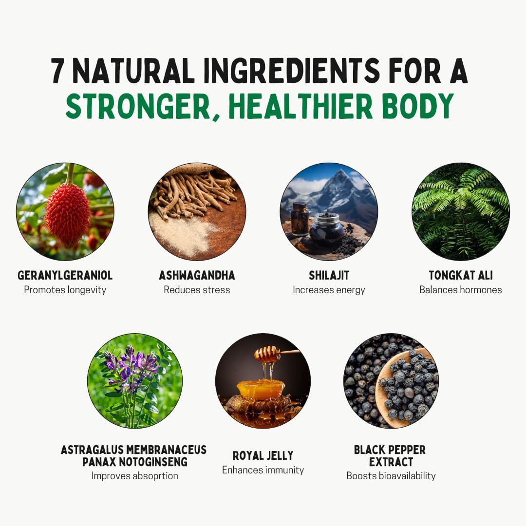 Men's Testosterone Supplement for Hormone Support, Energy Boost, Muscle Building, Stress Reduction - Trusted by Health Experts - 1 Month Supply