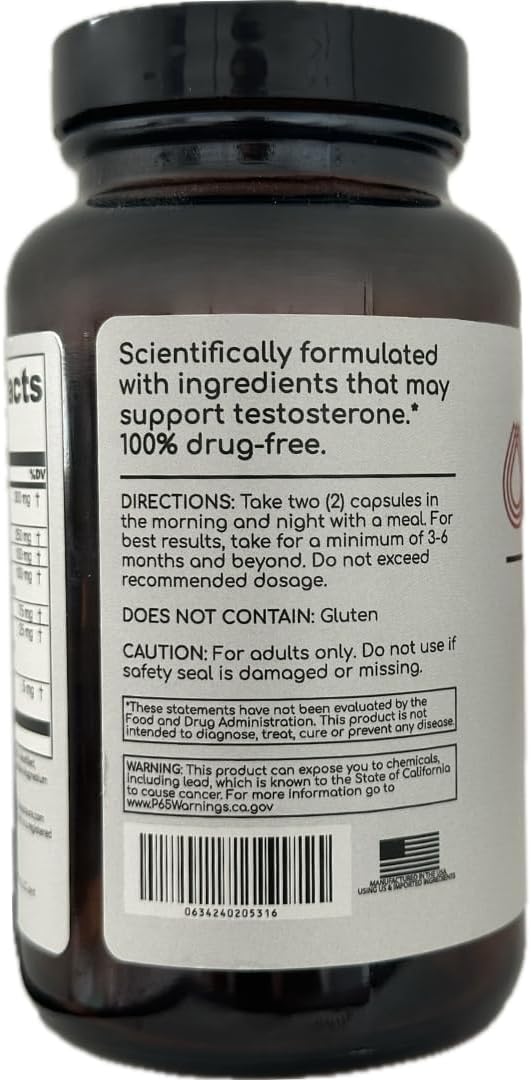 Men's Testosterone Supplement for Hormone Support, Energy Boost, Muscle Building, Stress Reduction - Trusted by Health Experts - 1 Month Supply