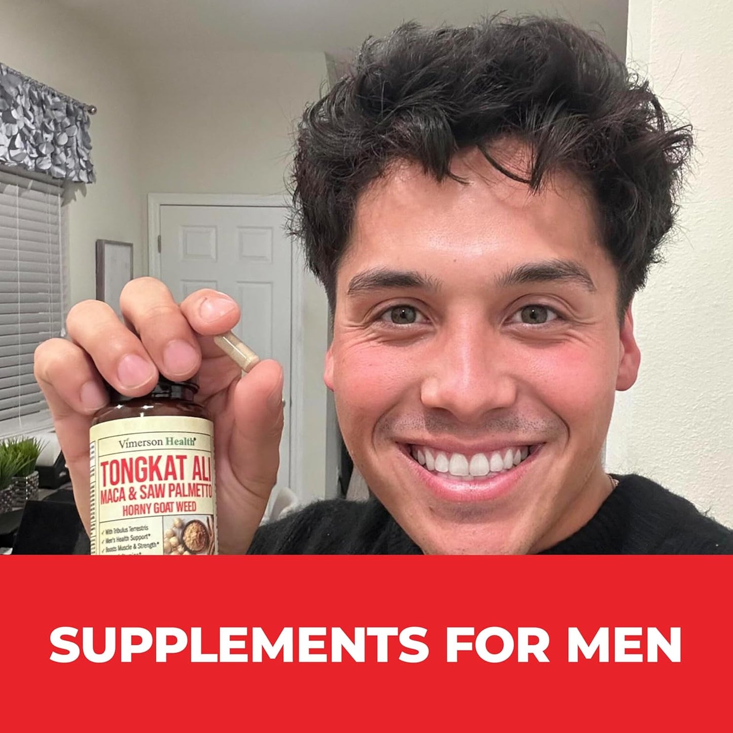 Men's Testosterone Support Capsules with Tongkat Ali, Maca Root, and Horny Goat Weed - Energy Supplements with Tribulus Terrestris and Saw Palmetto Extract - 60 Capsules
