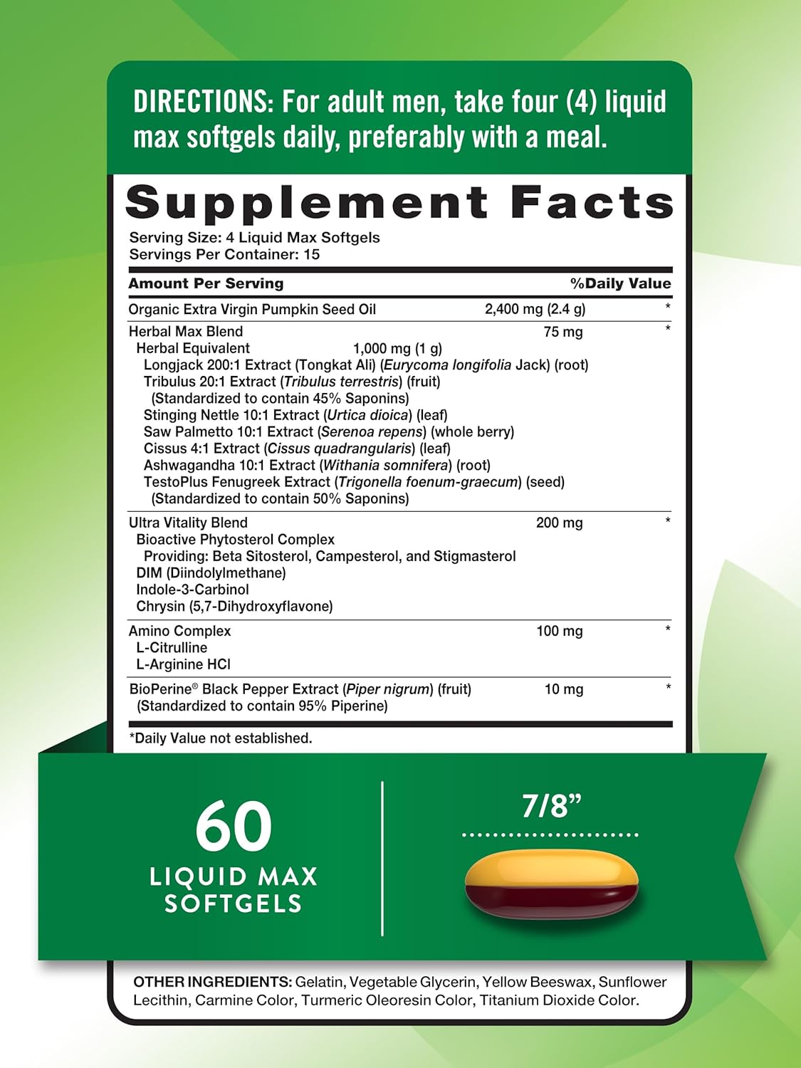 Men's Testosterone Support Supplement | 60 Softgels | Natural, Non-GMO, Gluten-Free Formula by Nature's Truth