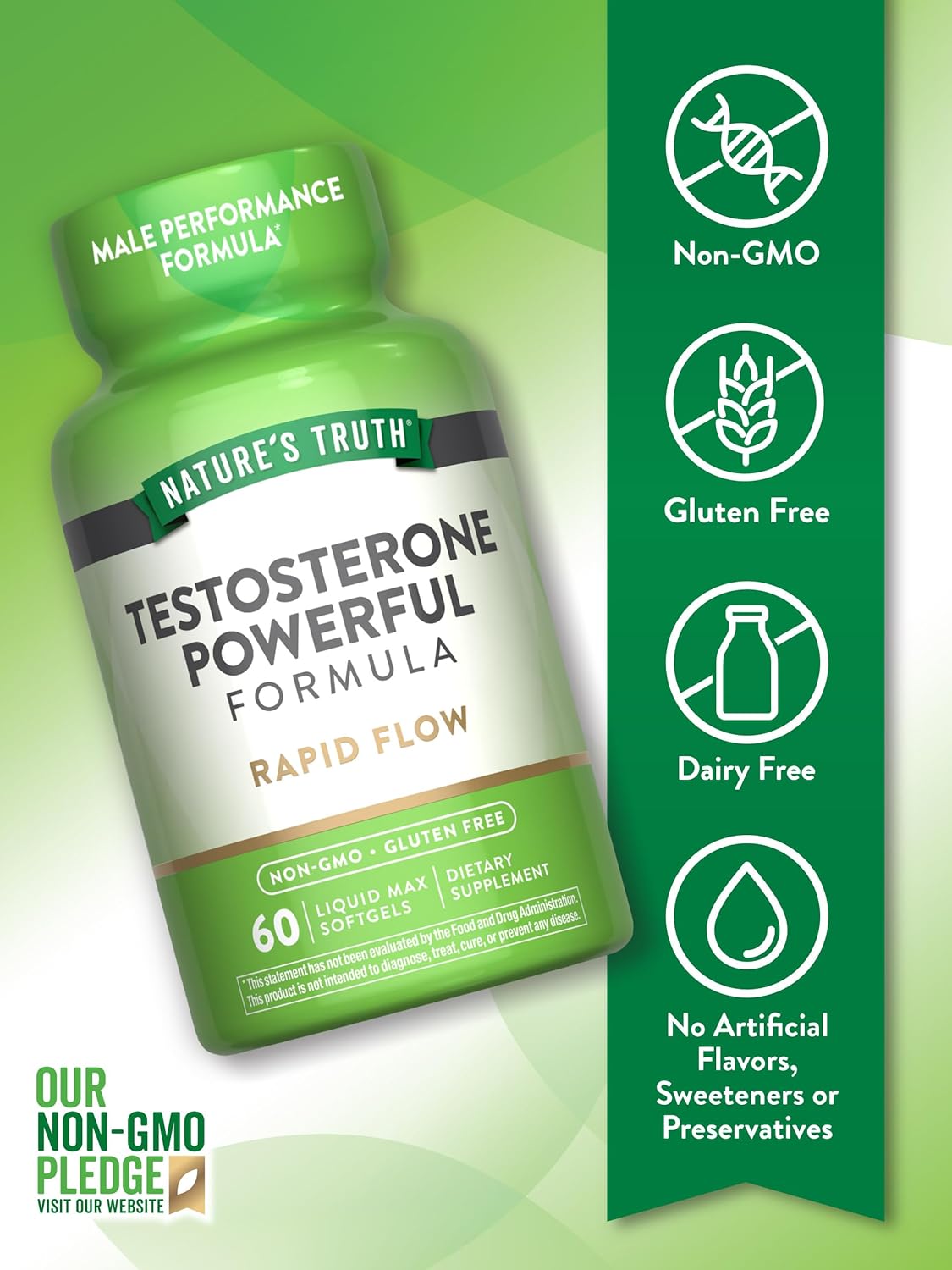 Men's Testosterone Support Supplement | 60 Softgels | Natural, Non-GMO, Gluten-Free Formula by Nature's Truth