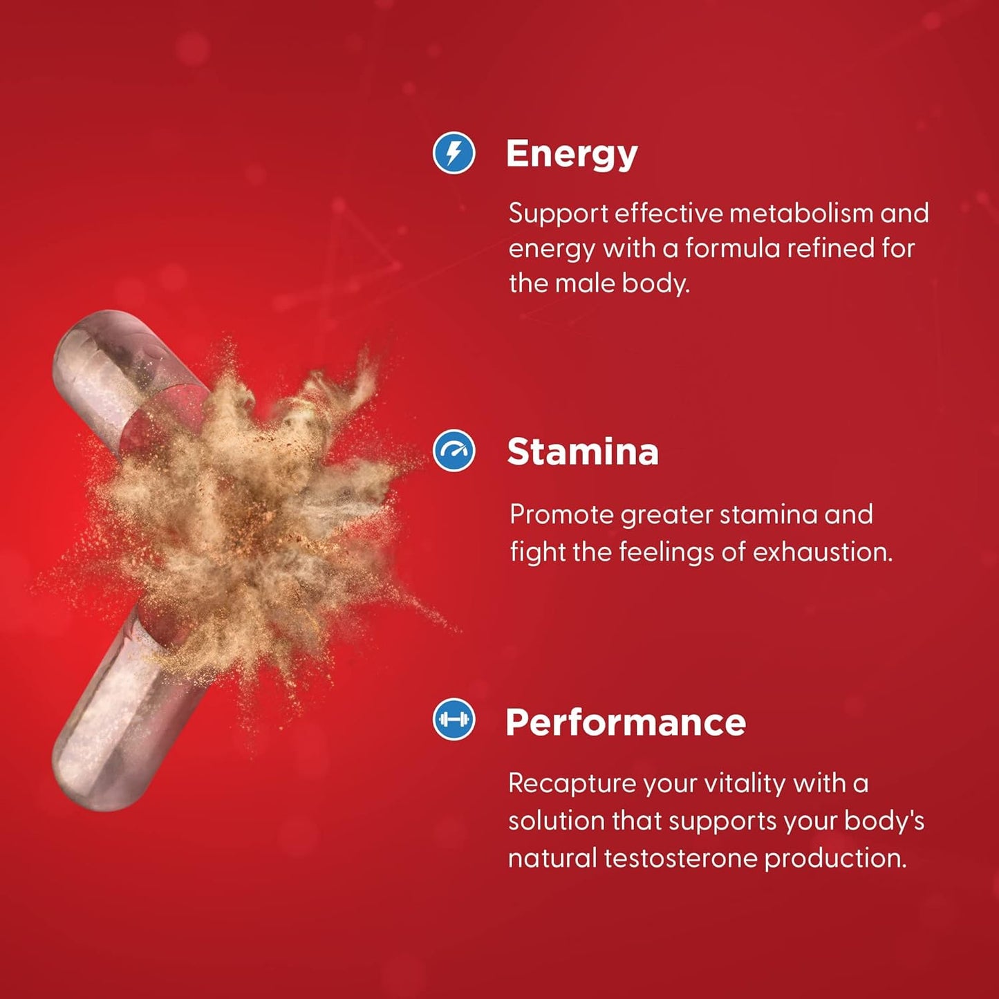 Men's Testosterone Support Supplement | Boost Energy, Stamina & Performance | Fenugreek & Natural Ingredients | Made in USA | REX MD