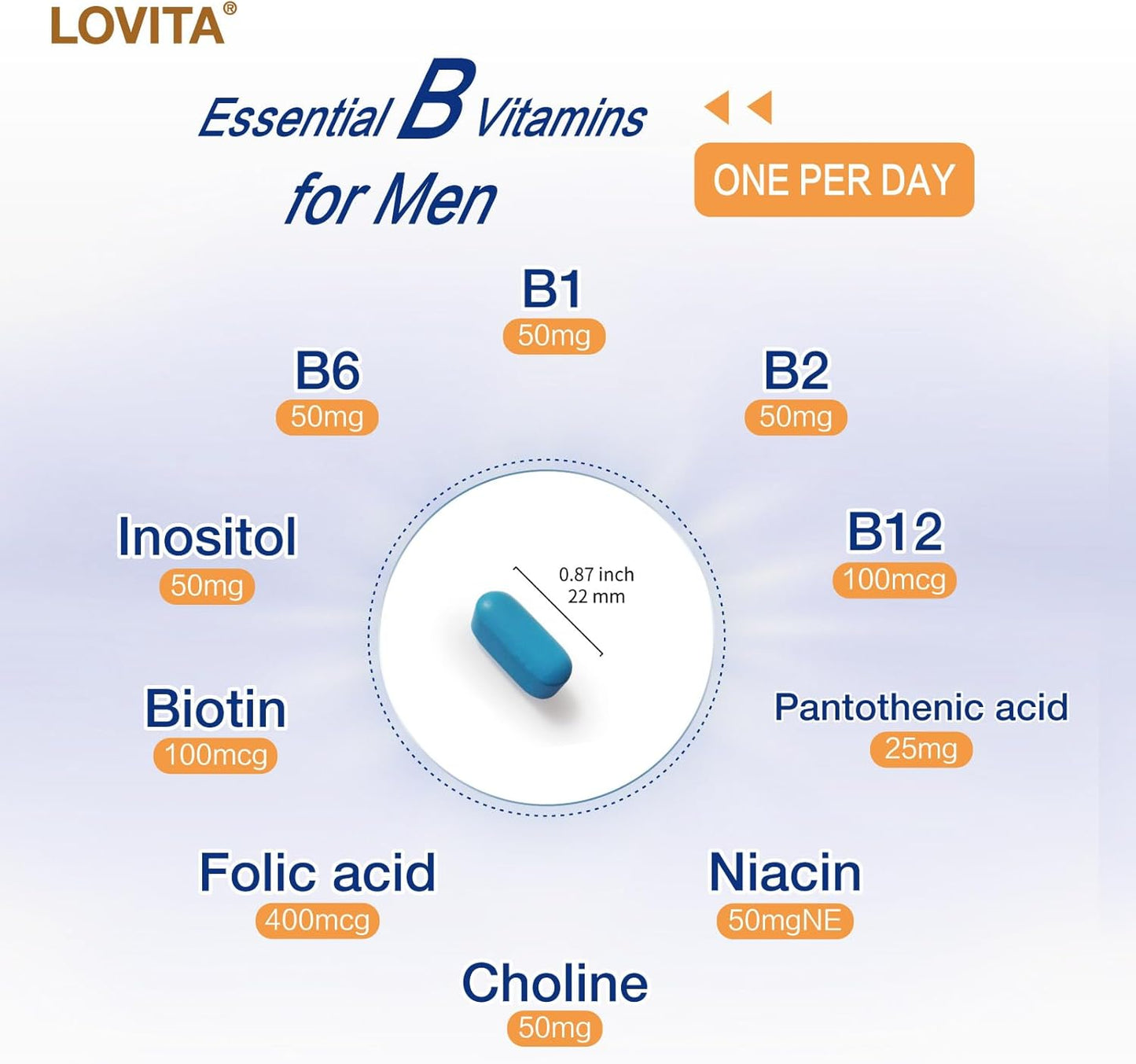 Men's Timed-Release B Complex Supplement - Boost Energy & Metabolism with 10 Vitamin Bs - Vegetarian Tablets (60 Count)