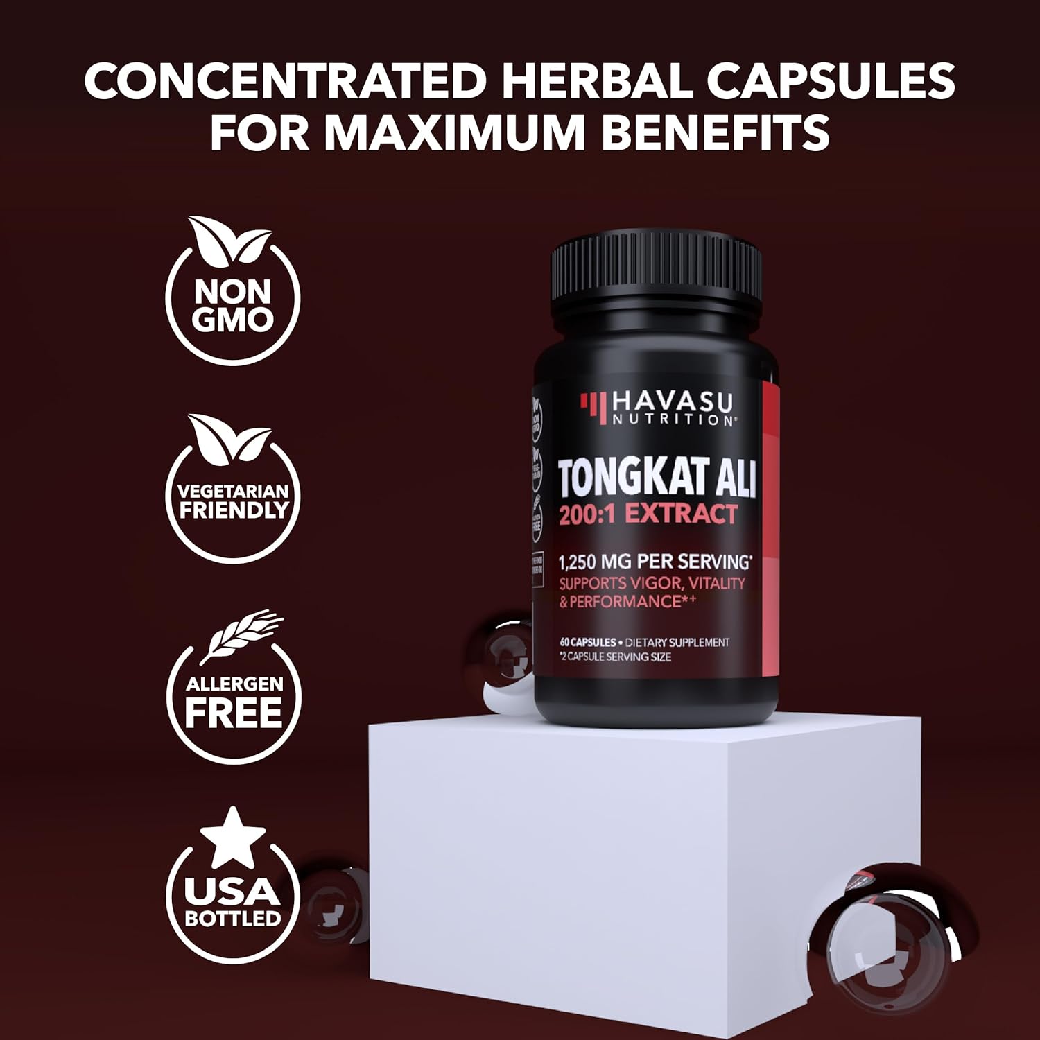 Men's Tongkat Ali Longjack Capsules - 1,250mg Per Serving - Eurycoma Longifolia Extract - Supports Male Health, Energy, Performance - 120 Count - Non-GMO, Vegetarian - 2 Month Supply