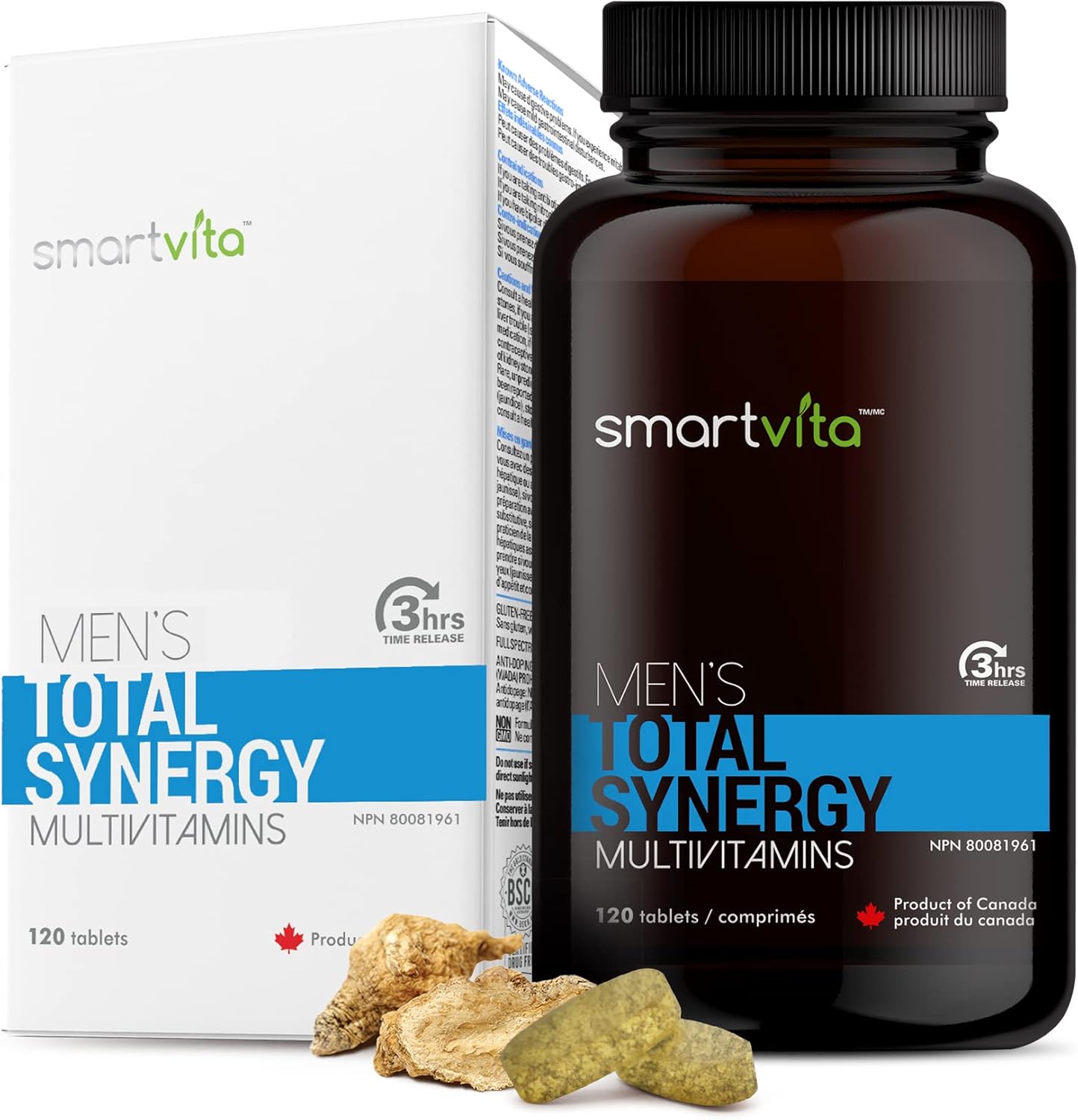 Men's Total Synergy Multivitamins with Saw Palmetto - Vegan Formula for Energy, Brain, Heart, and Eye Health - 120 Tablets for Ages 25-65+