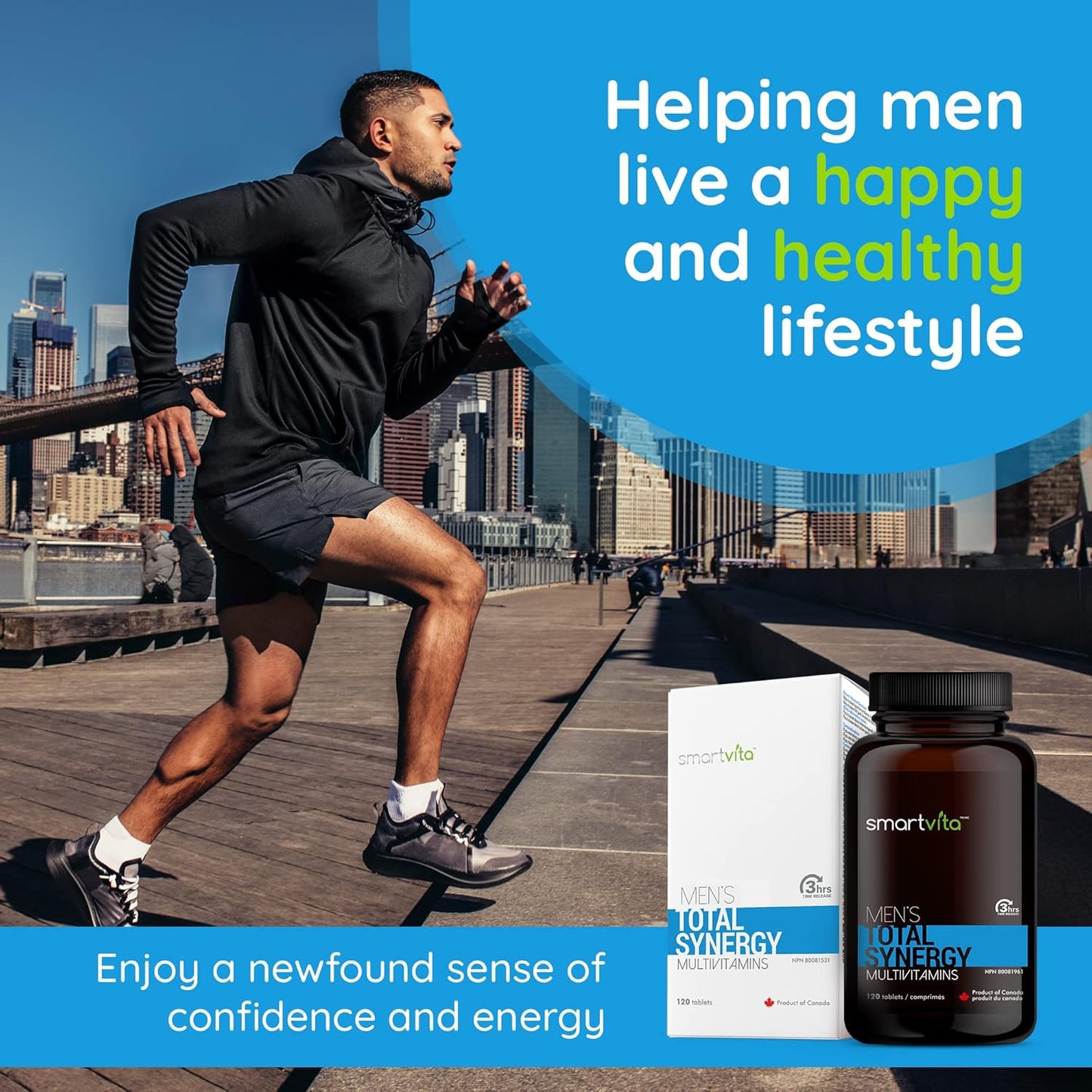 Men's Total Synergy Multivitamins with Saw Palmetto - Vegan Formula for Energy, Brain, Heart, and Eye Health - 120 Tablets for Ages 25-65+