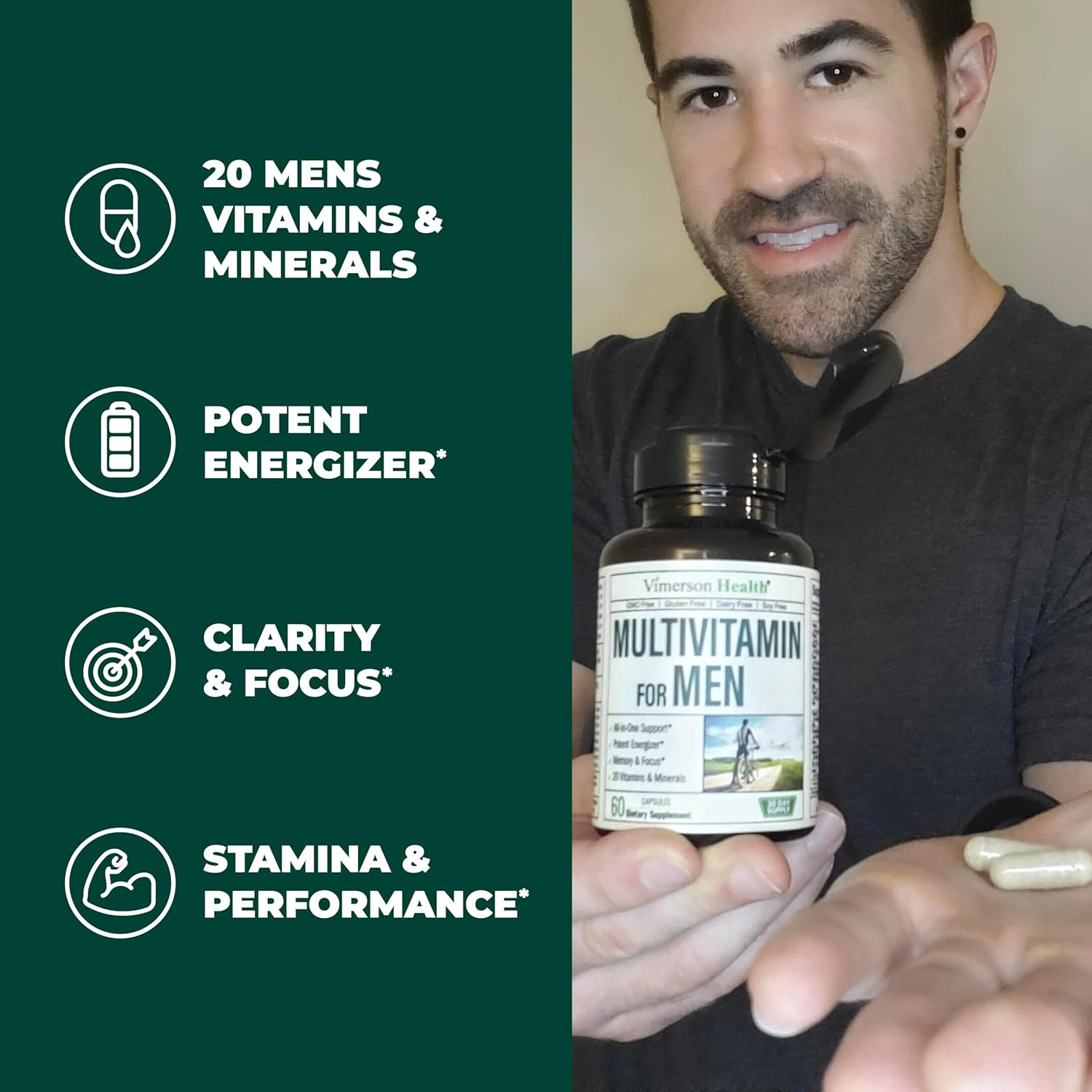 Men's Vegan Joint Support Supplement with Glucosamine, Chondroitin, MSM, and Multivitamins by Vimerson Health