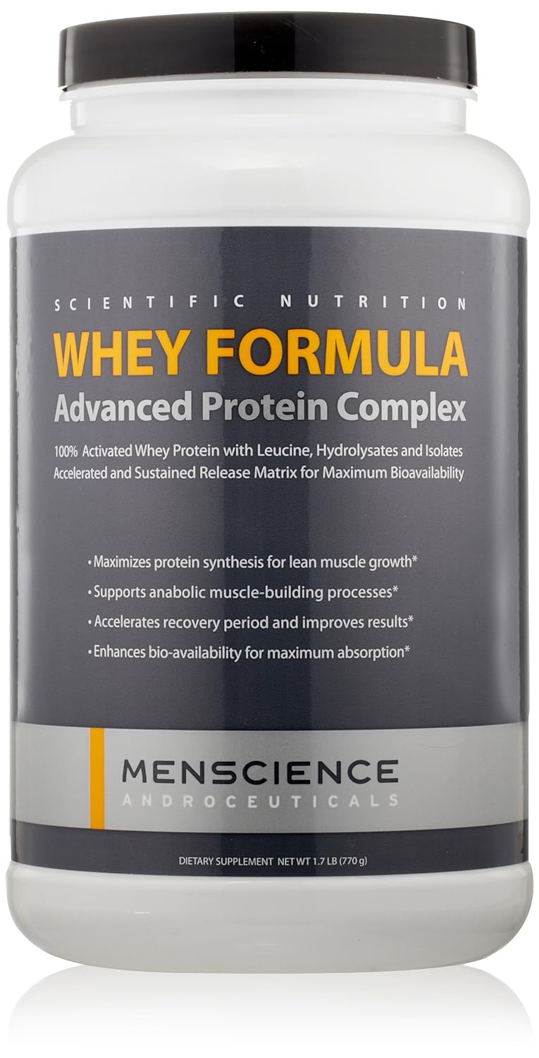 MenScience Androceuticals Whey Formula - Advanced Protein Complex, 1.7 lb for Muscle Building and Recovery