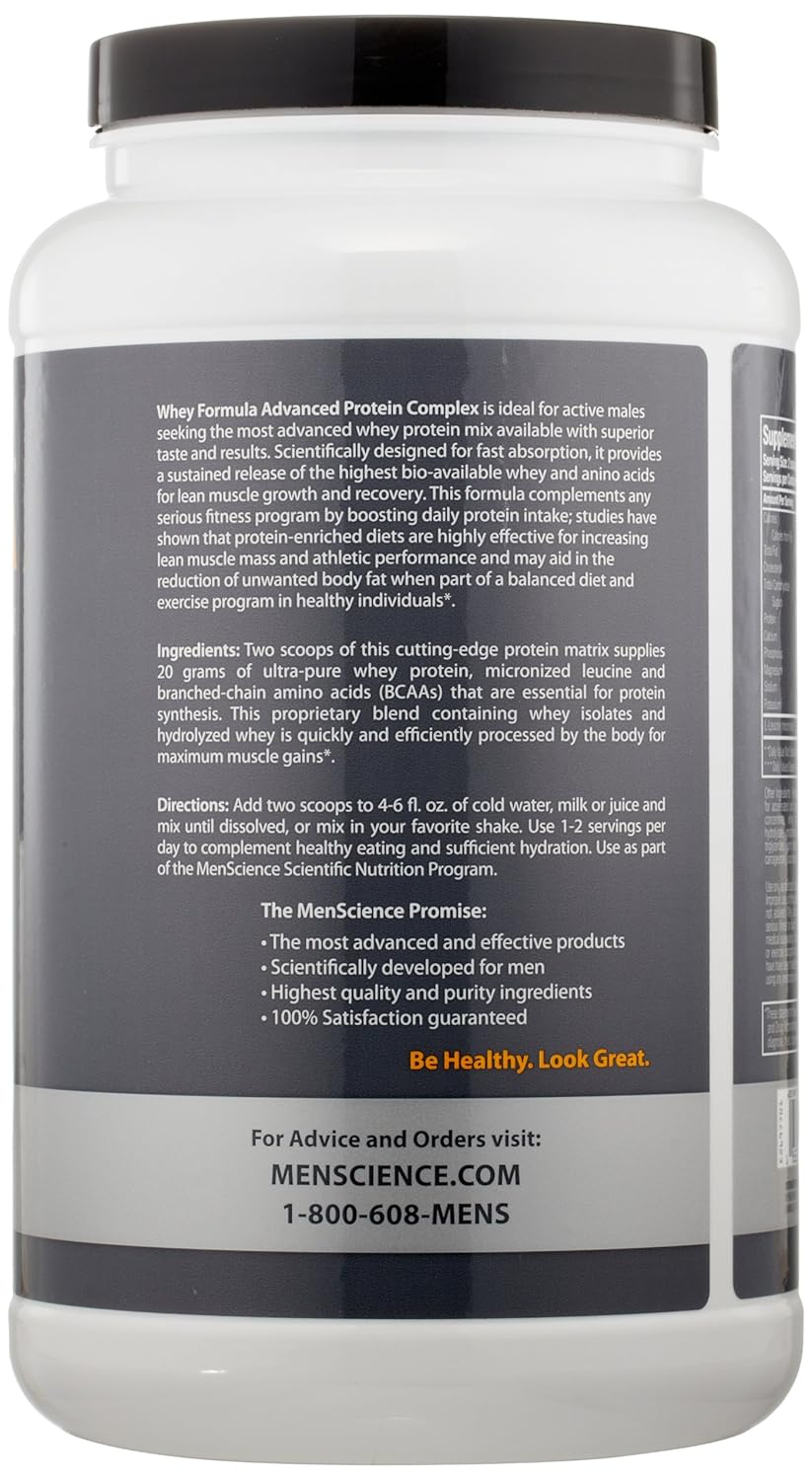 MenScience Androceuticals Whey Formula - Advanced Protein Complex, 1.7 lb for Muscle Building and Recovery