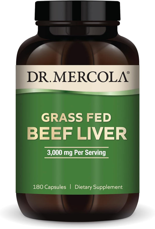 Mercola Grass Fed Beef Liver Capsules - 30 Servings, 3,000 mg Per Serving - Immune Health Support Dietary Supplement