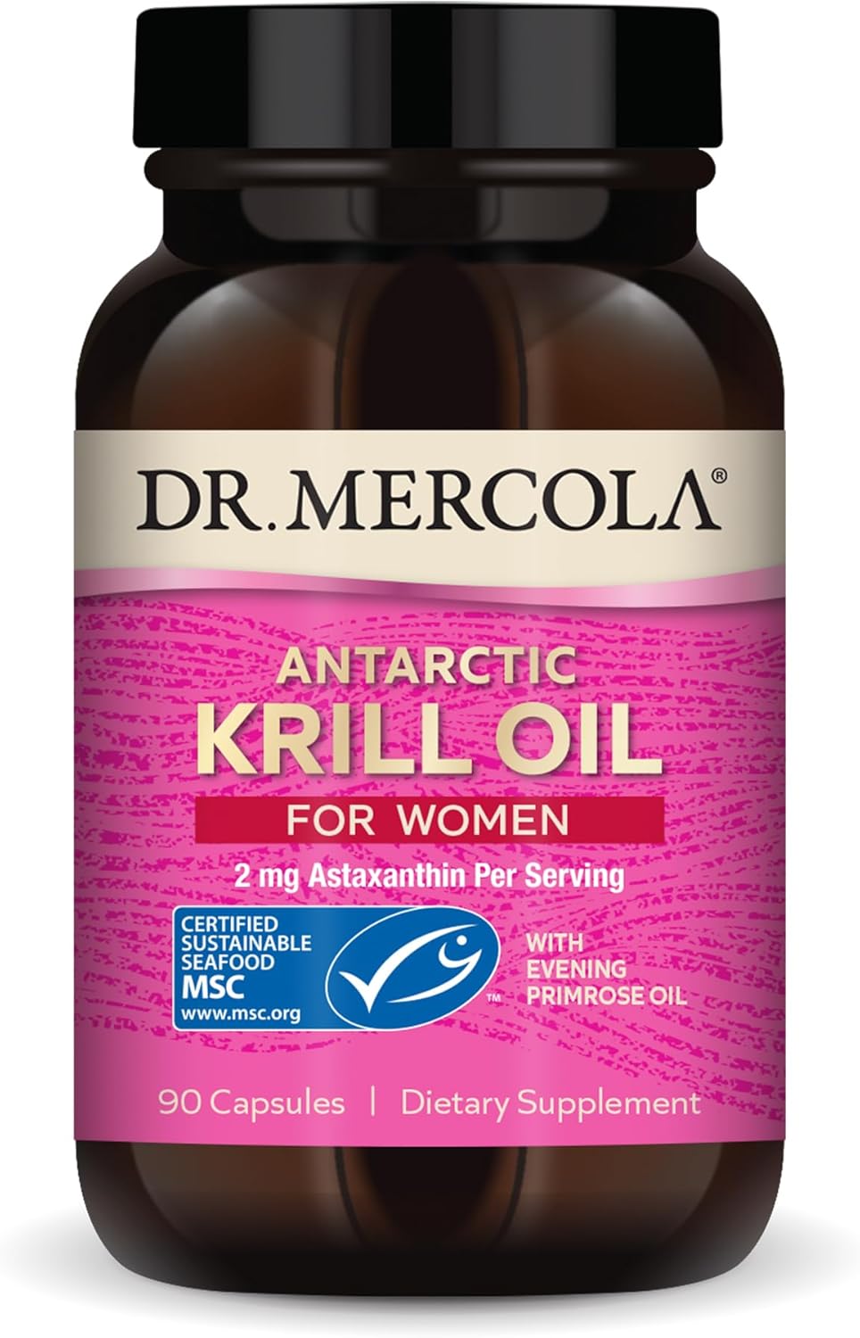 Mercola Krill Oil for Women - 90 Capsules with Astaxanthin & Evening Primrose Oil - Hormonal Support & Non-GMO Dietary Supplement