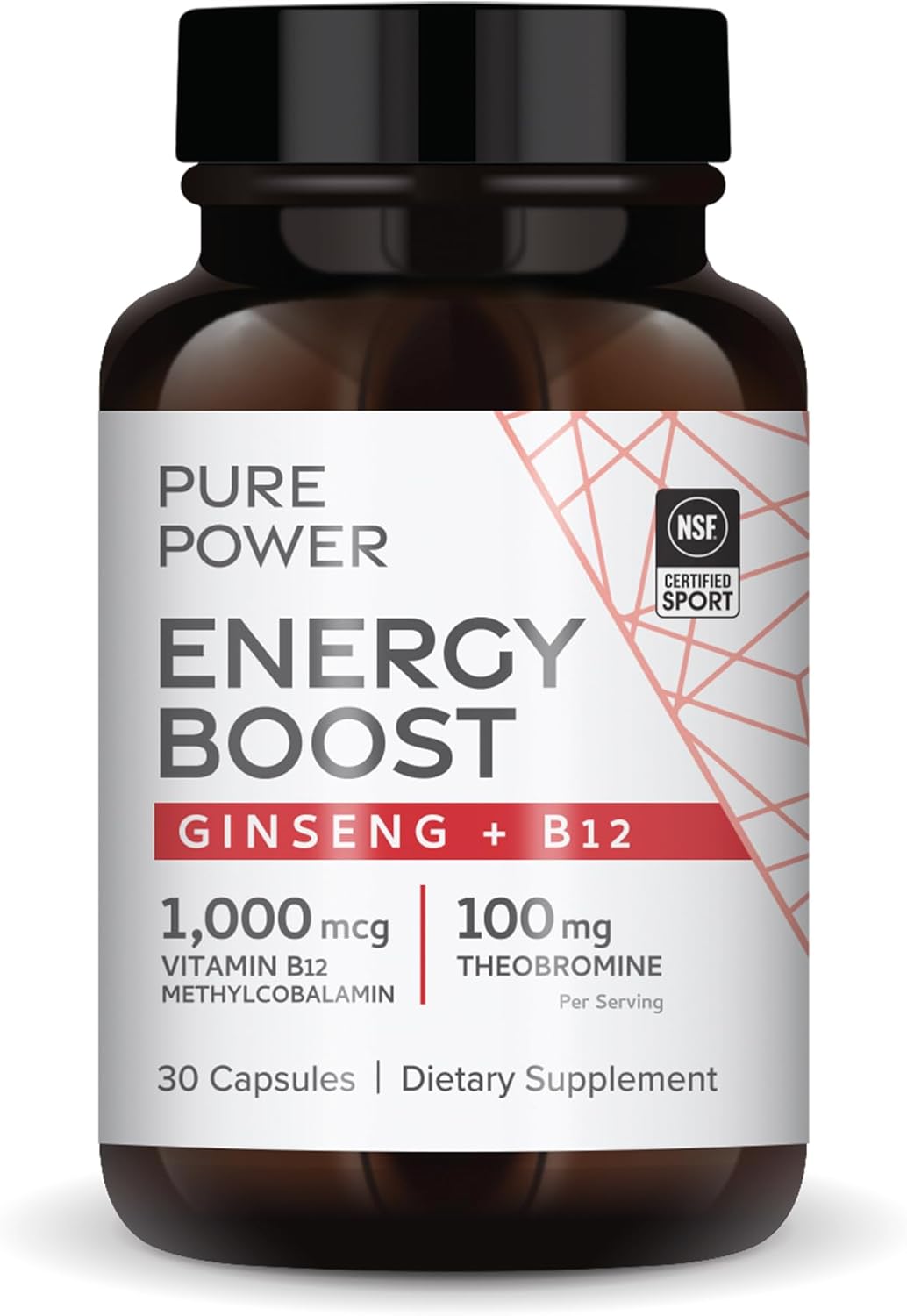 Mercola Pure Power Energy Boost Capsules - Ginseng + B12 Dietary Supplement - 30 Servings - Boosts Physical & Mental Energy - Non-GMO