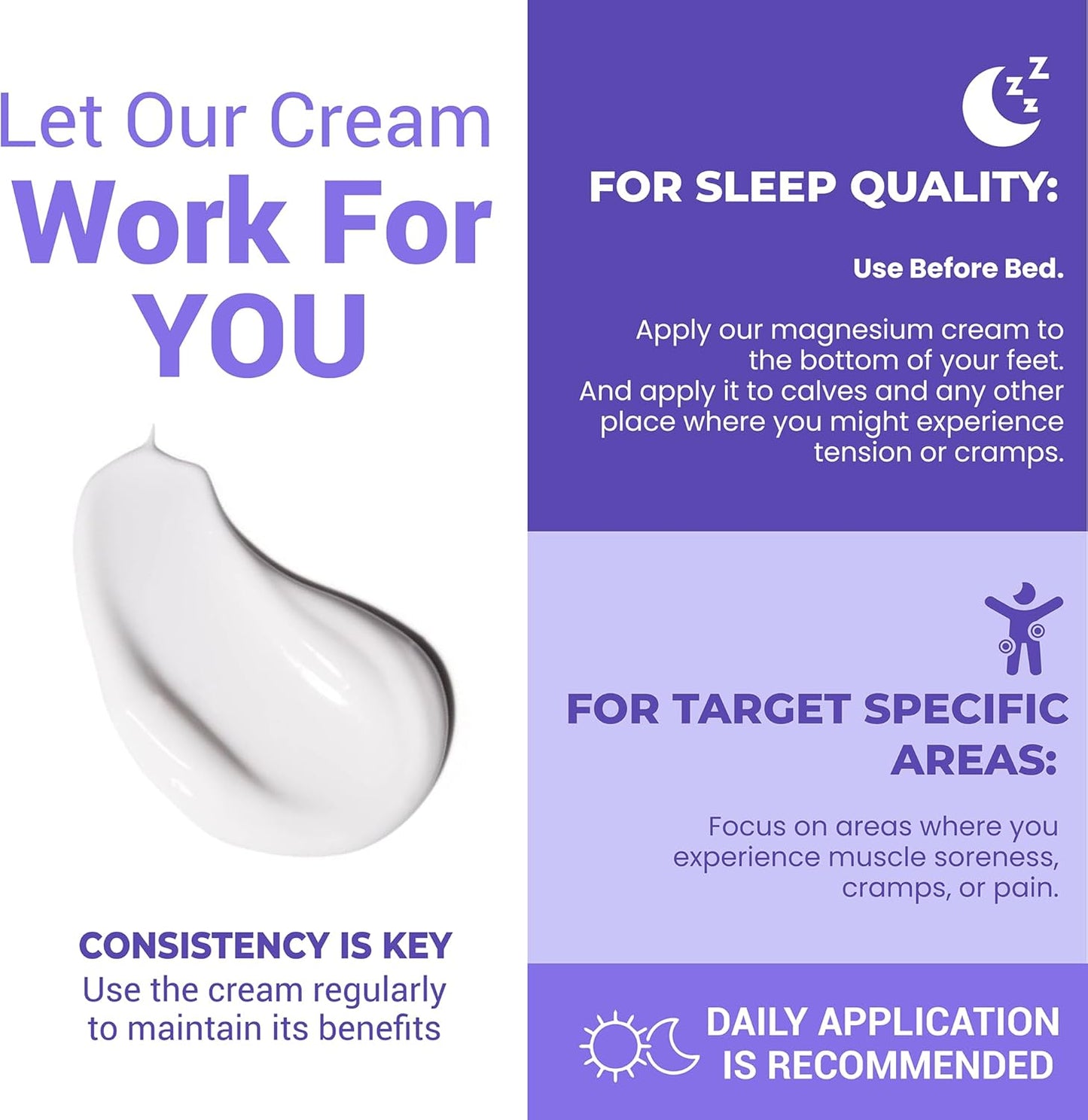 MereMira Lavender Magnesium Cream: Nighttime Muscle Relief & Sleep Aid - Restless Leg & Joint Care Lotion - Deep Relaxation Formula - 3.38 Fl Oz