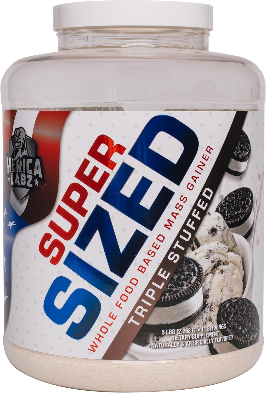 Merica Labz Super Sized Mass Gainer with 46g Protein & Digestive Enzymes, 5 lbs (Triple Stuffed)