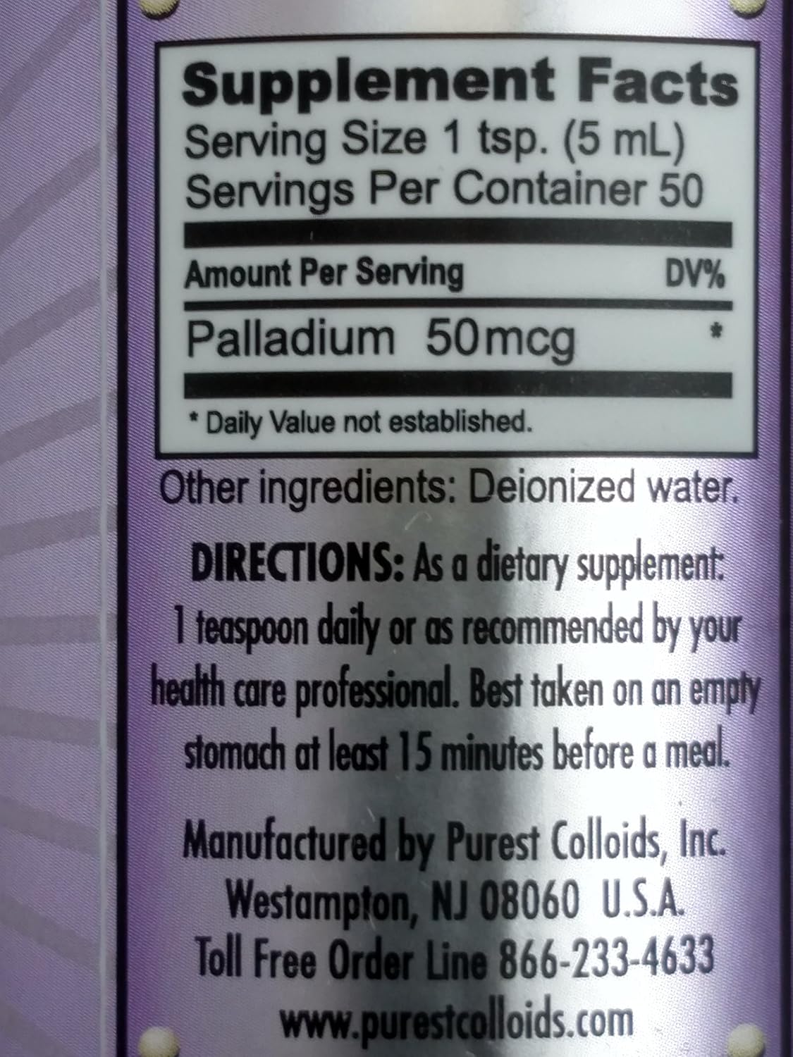 MesoPalladium™ 10 ppm Colloidal Palladium Solution - 250 mL/8.45 Oz Bottle