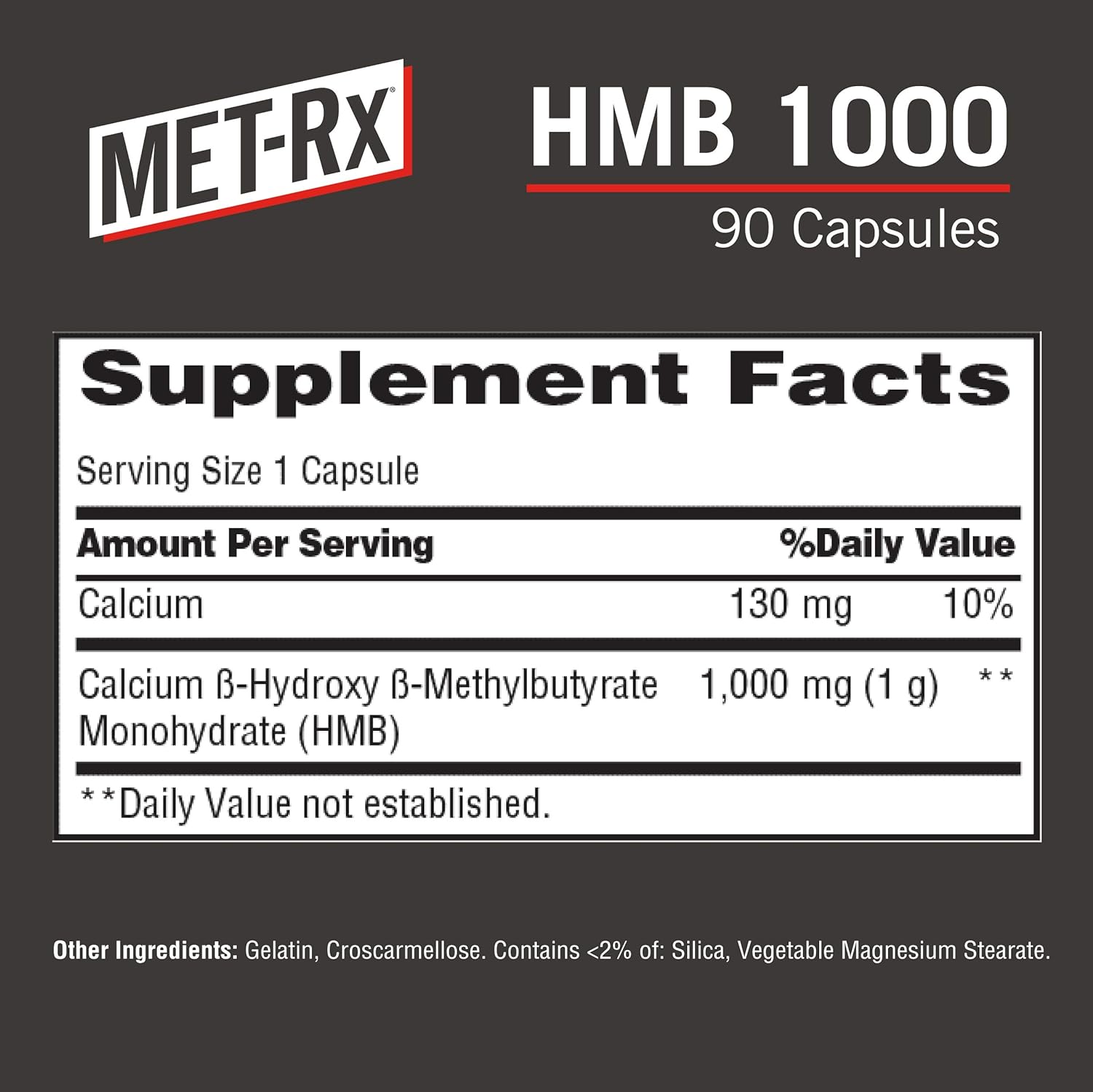 MET-Rx HMB 1000 Capsules - 90 Count Dietary Supplement for Fitness & Muscle Growth