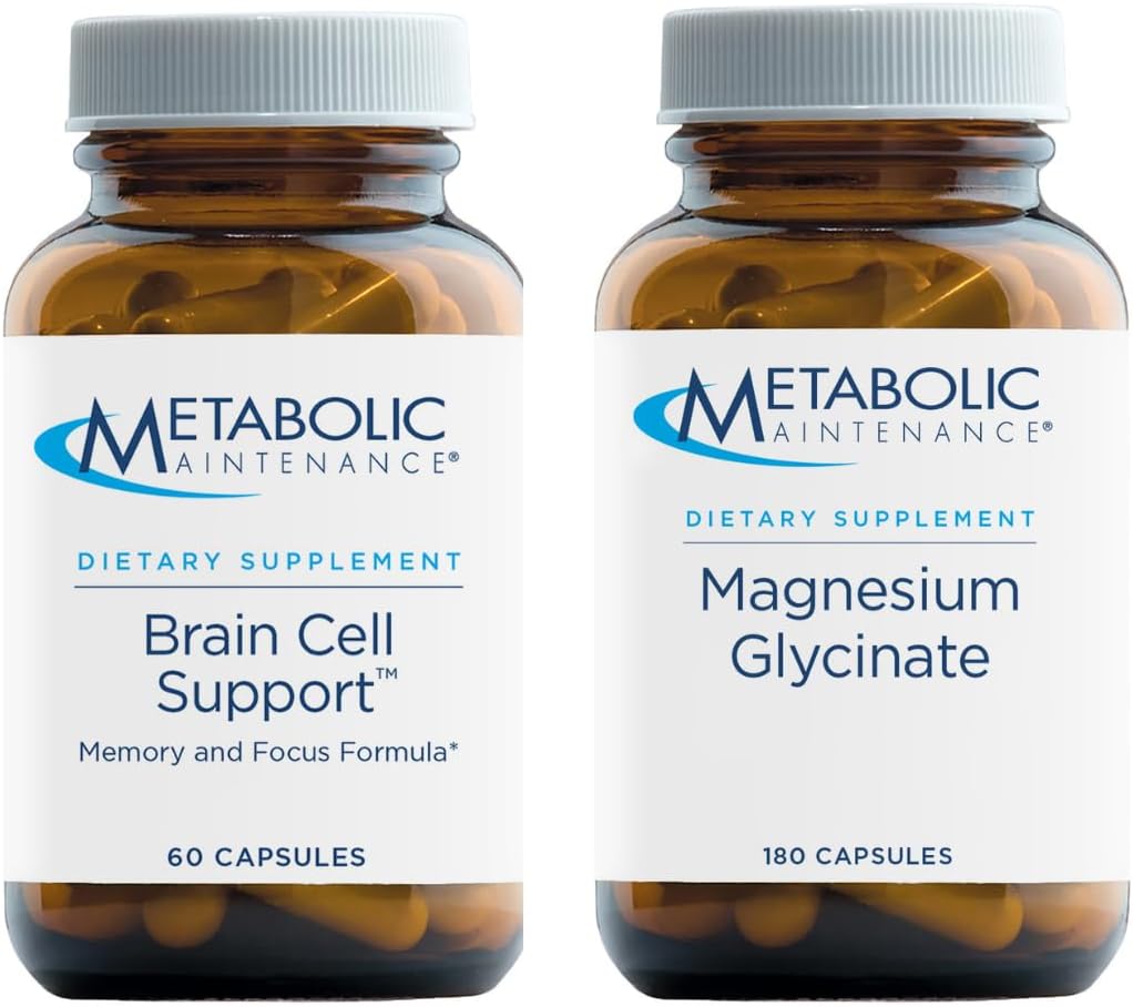 Metabolic Maintenance Brain Cell + Magnesium Glycinate Capsules - Citicoline, DMAE, Phosphatidylserine + Ginkgo for Memory + Focus, Supports Calm, Mood, Muscle + Cardiovascular Health (180 Caps)