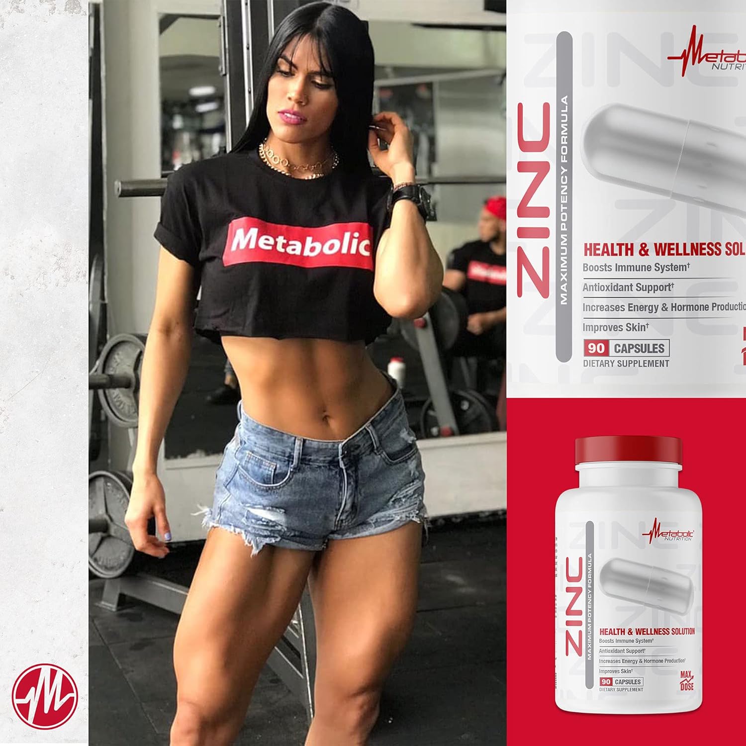 Metabolic Nutrition 75mg Zinc Supplement, 90 Capsules, Immune System Support with Zinc Oxide