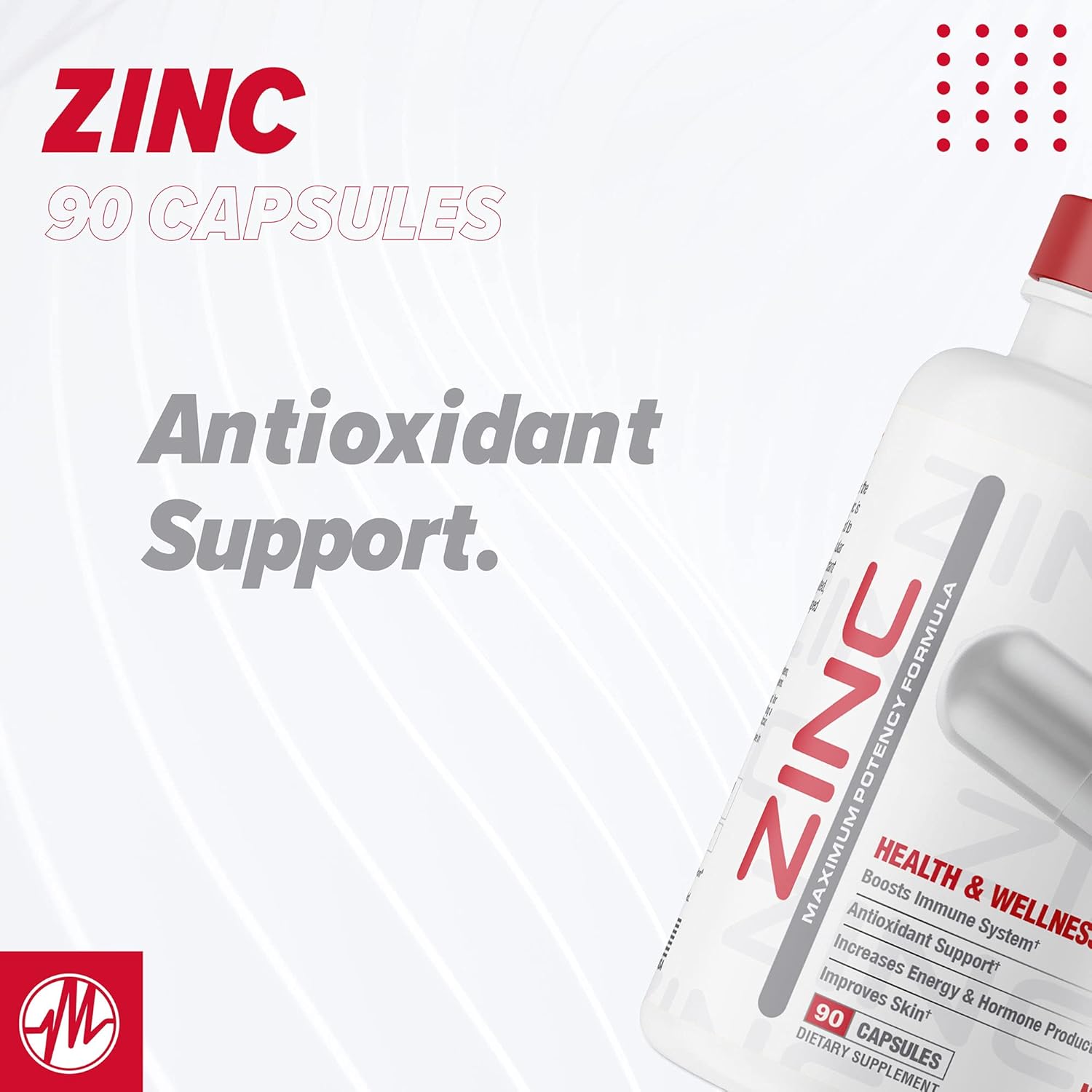 Metabolic Nutrition 75mg Zinc Supplement, 90 Capsules, Immune System Support with Zinc Oxide