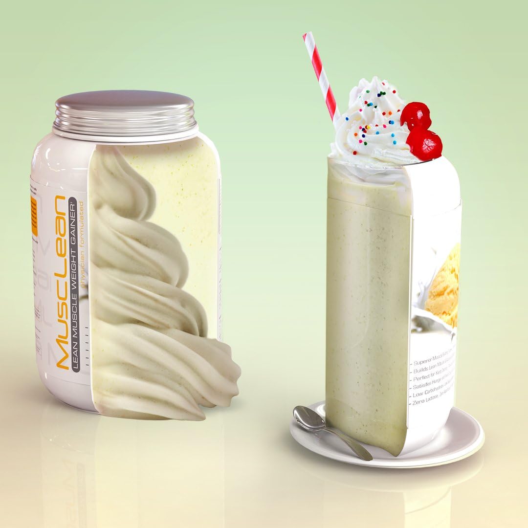 Metabolic Nutrition Musclean Milkshake Weight Gainer Vanilla 2.5 Pound - High Protein Meal Replacement with Digestive Enzymes for Keto Diet