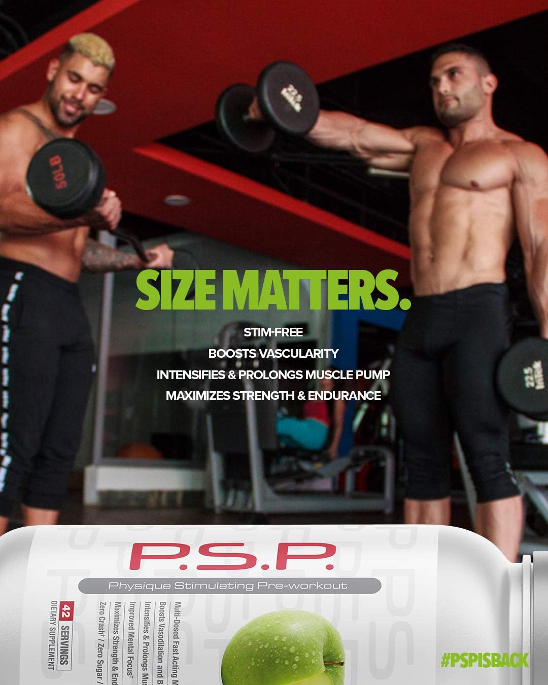 Metabolic Nutrition P.S.P. Blue Raspberry PreWorkout 672g - Sugar-Free & Caffeine-Free Formula for Physique Stimulation