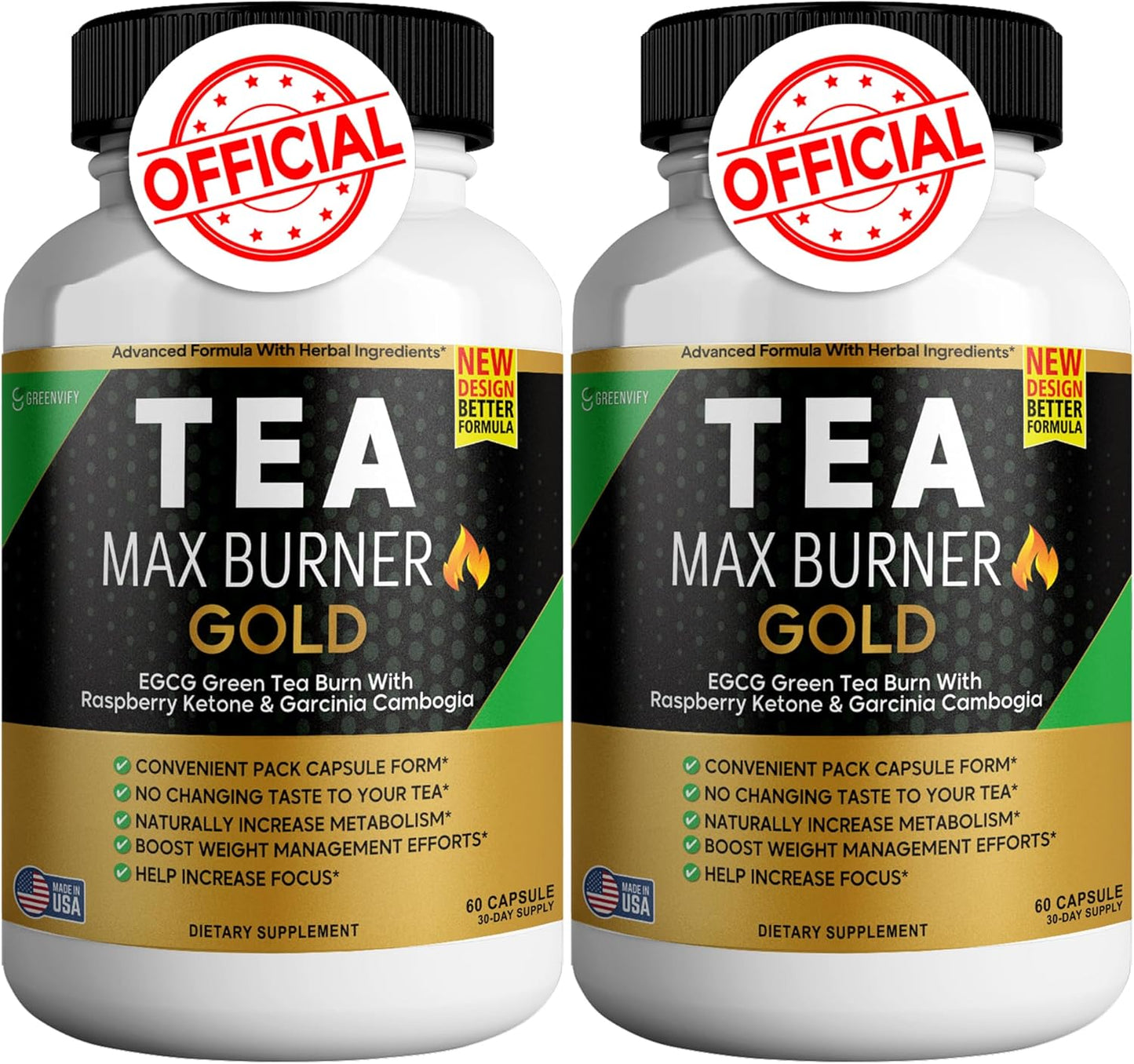 Metabolism Support & Energy Boost Supplement - Green Tea & Coffee Bean Extract Capsules (2 Pack)