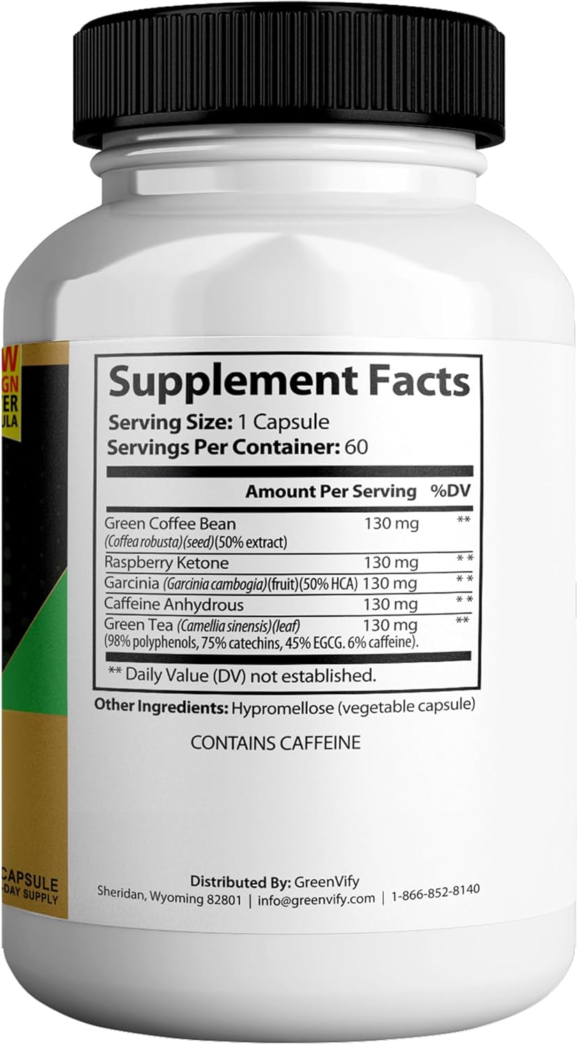 Metabolism Support & Energy Boost Supplement - Green Tea & Coffee Bean Extract Capsules (2 Pack)