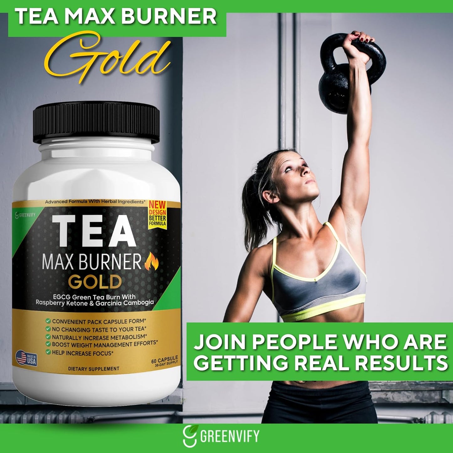 Metabolism Support & Natural Energy Boost with Green Tea & Coffee Extract, Antioxidant-Rich Supplement - 60 Capsules