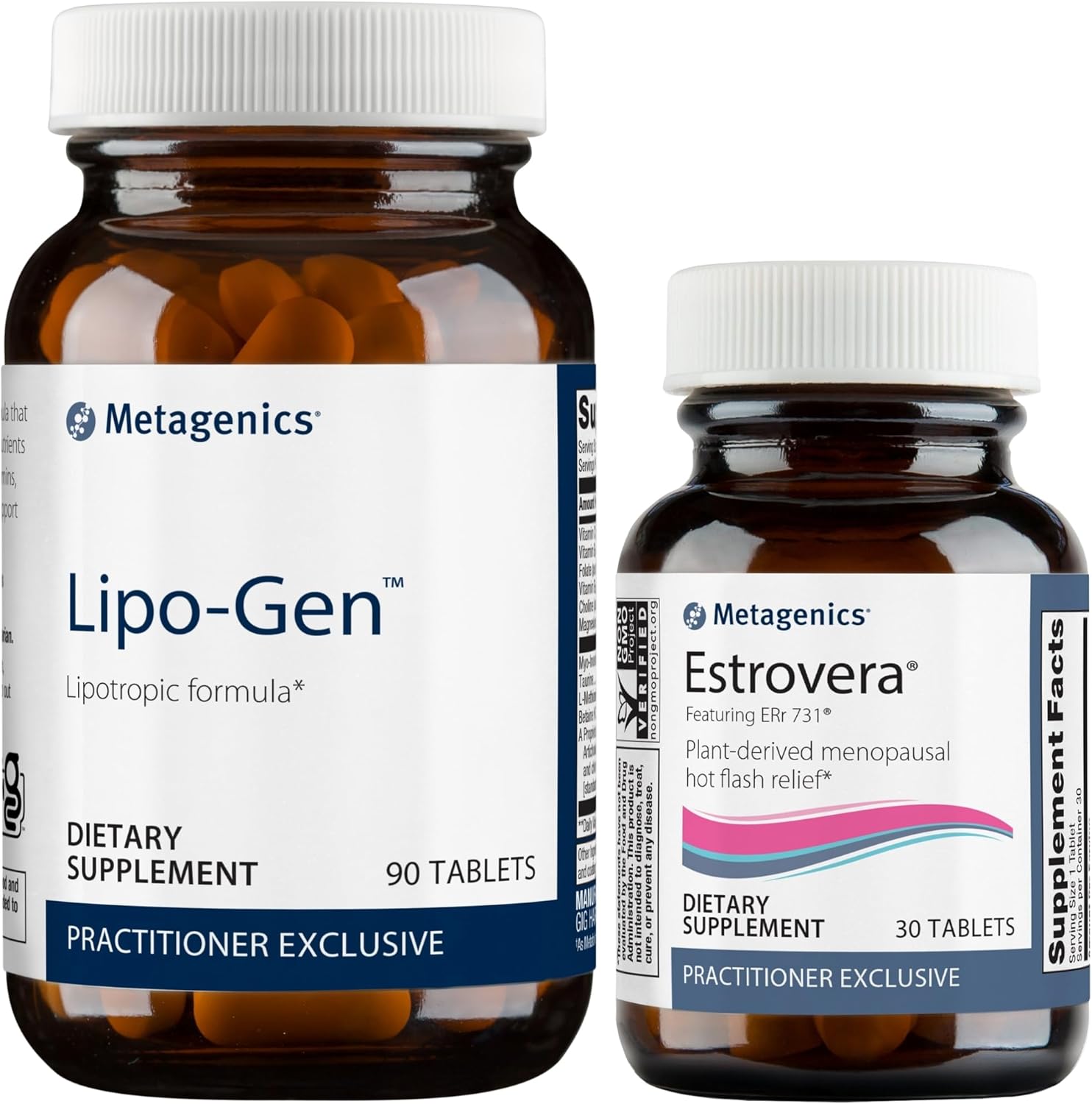 Metagenics Bundle: Lipo-Gen & Estrovera - Liver & Gallbladder Support with Menopause Relief - 90 Tablets Lipo-Gen, 30 Tablets Estrovera