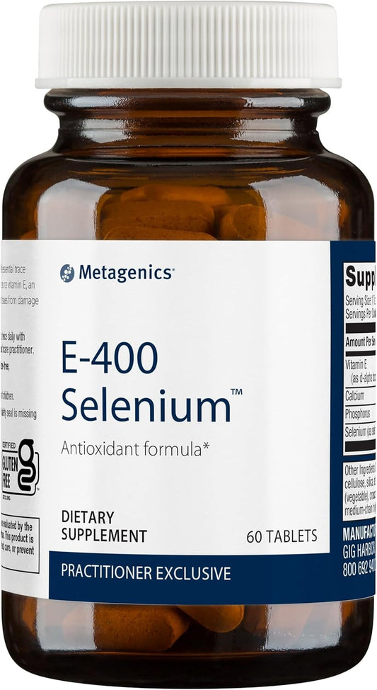 Metagenics E-400 Selenium Tablets - Antioxidant & Vitamin E Support - Non-GMO, Gluten-Free, Vegetarian - 60 Count