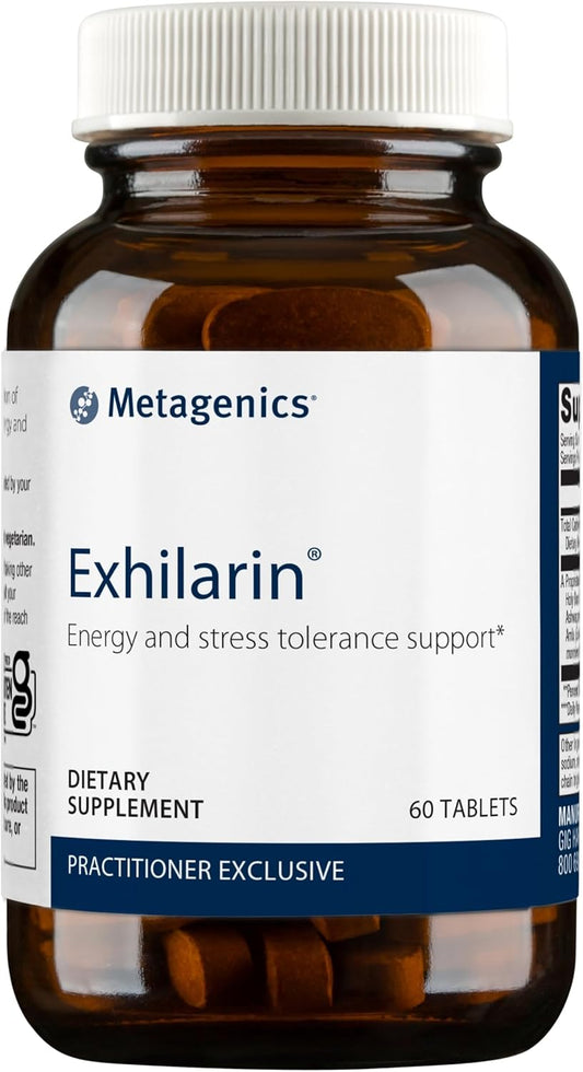 Metagenics Exhilarin - Ayurvedic Energy and Stress Support Supplement - Ashwagandha, Holy Basil, Amla, Bacopa - 60 Tablets