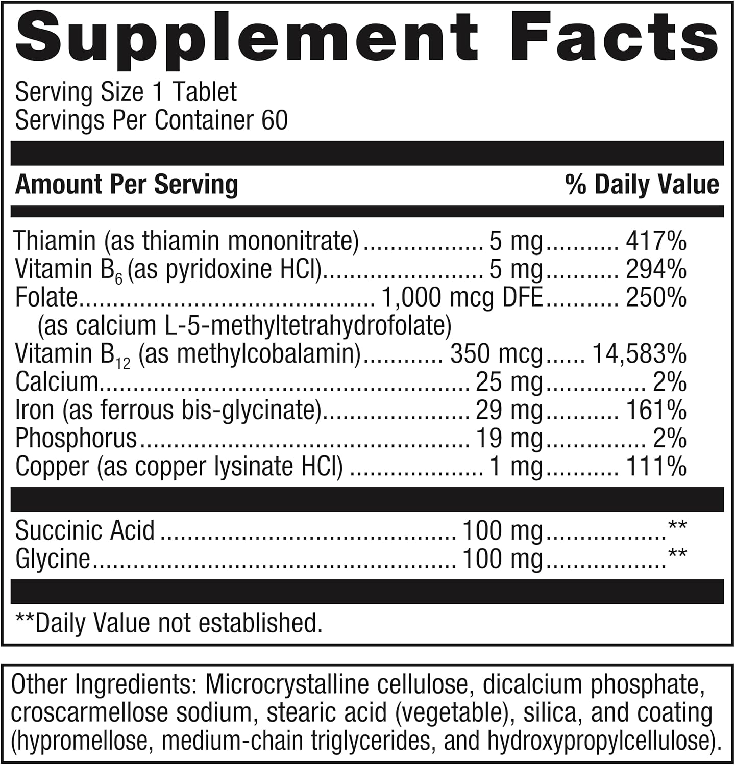 Metagenics Hemagenics Iron Supplement - Non-Constipating with Vitamin B12, B6, and Folate - Supports Healthy Red Blood Cells - Non-GMO, Gluten-Free, Vegetarian - 60 Tablets