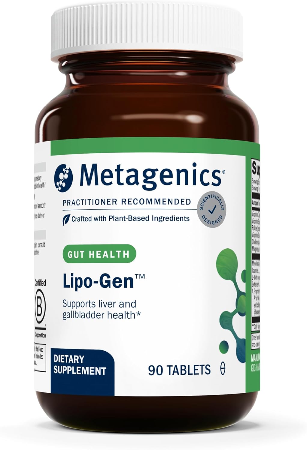 Metagenics Lipo-Gen Liver Support Supplement with Amino Acids and Vitamin B12 - Non-GMO, Gluten-Free, Vegetarian - 90 Tablets