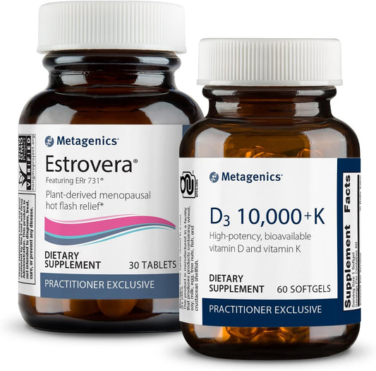 Metagenics Menopause Support Bundle: Estrovera Tablets and Vitamin D3 & K Softgels for Hormone-Free Relief