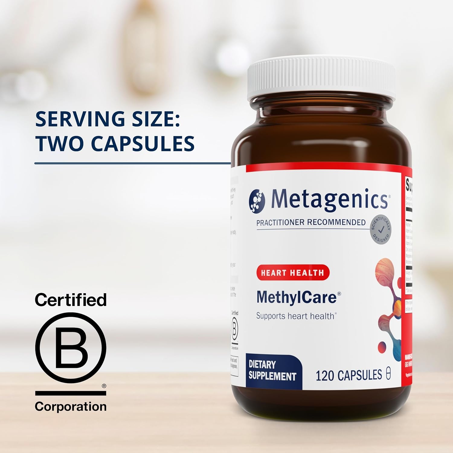 Metagenics MethylCare Supplement - Supports Homocysteine Metabolism & Methylation - 1,330 mcg DFE Folate - Non-GMO & Gluten-Free - 120 Capsules