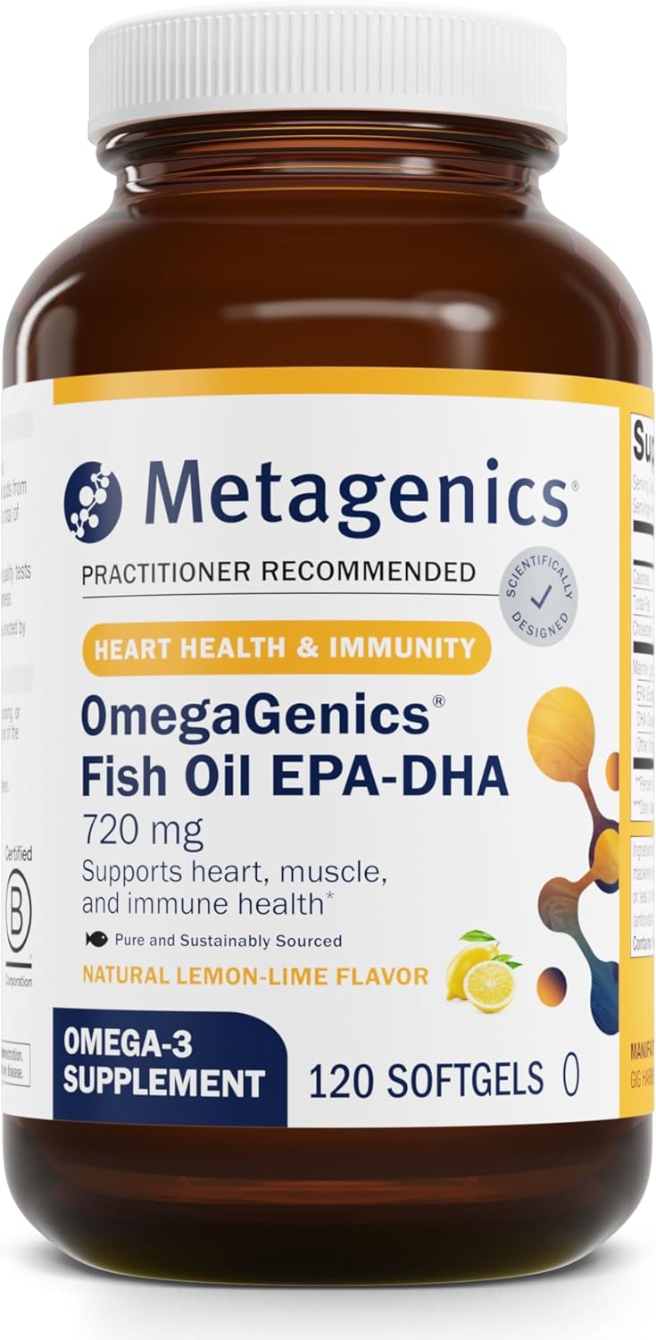 Metagenics OmegaGenics Fish Oil EPA-DHA 720 - Omega-3 Supplement for Heart, Musculoskeletal, & Immune Health - 120 Softgels