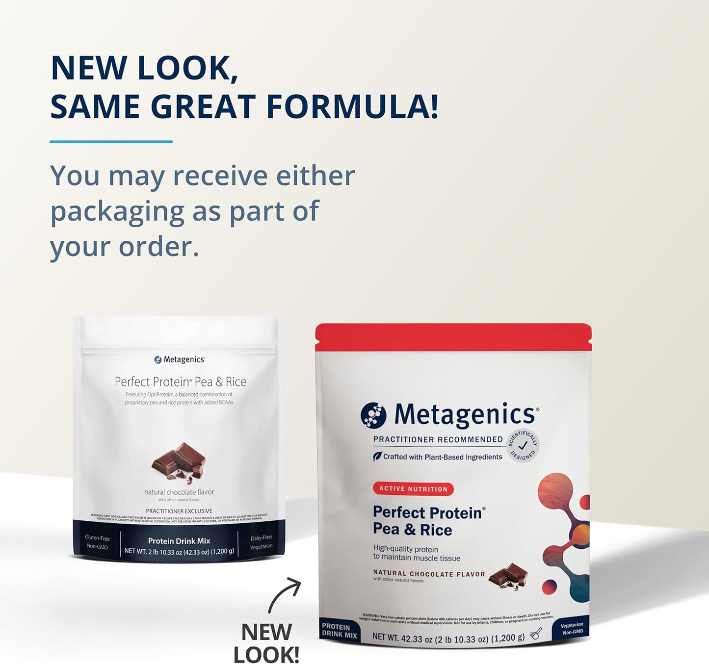 Metagenics Perfect Protein Pea & Rice Blend with OptiProtein, BCAAs, Chocolate Flavor - 30 Servings, 42.33 Oz