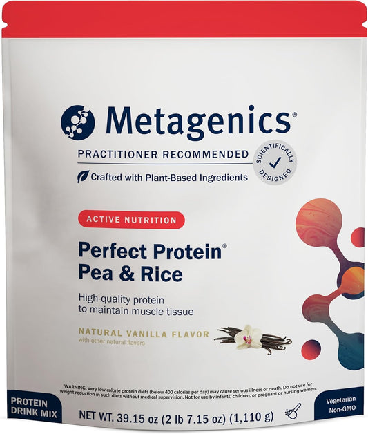 Metagenics Perfect Protein Pea & Rice with OptiProtein and BCAAs - Vanilla Flavor - 30 Servings
