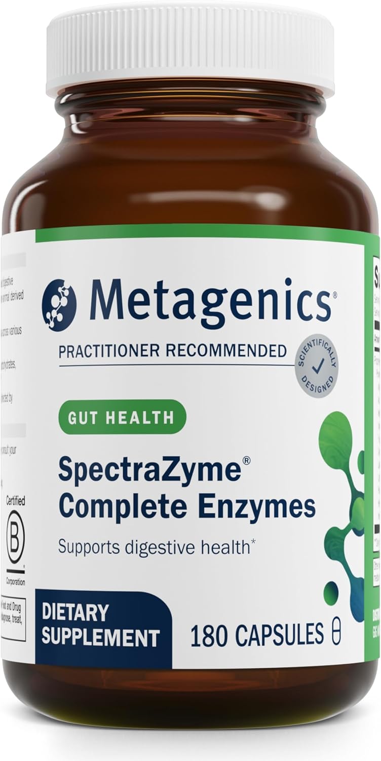 Metagenics SpectraZyme Complete Enzyme Complex - 180 Capsules - Non-GMO Digestive Enzymes Supplement for Men & Women