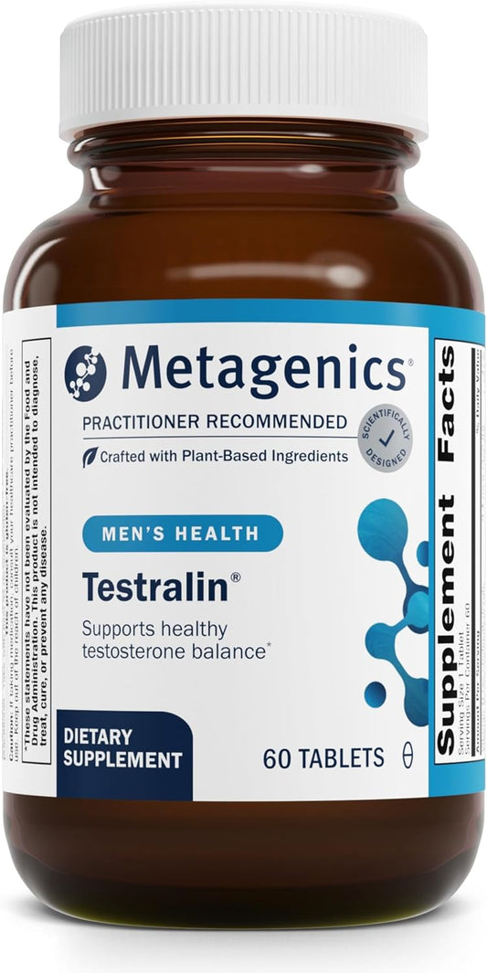Metagenics Testralin: Hormone Support for Men Over 40 - Boost Testosterone & Balance Estrogen - Natural Supplement with Flax Seed & Green Tea - Gluten-Free - 60 Tablets