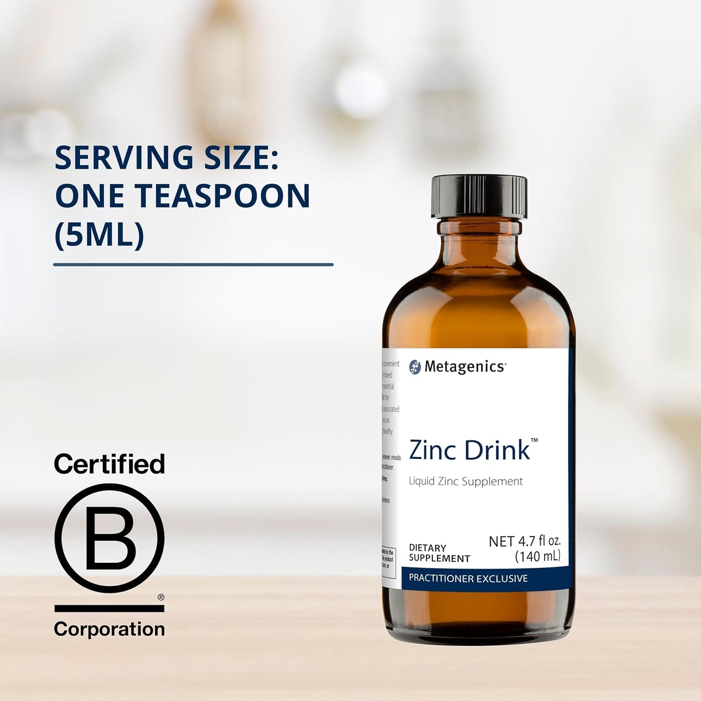 Metagenics Zinc Sulfate Trace Mineral Drink - Immune System & Enzyme Support - Non-GMO, Gluten-Free, Vegetarian - 4.7 fl oz