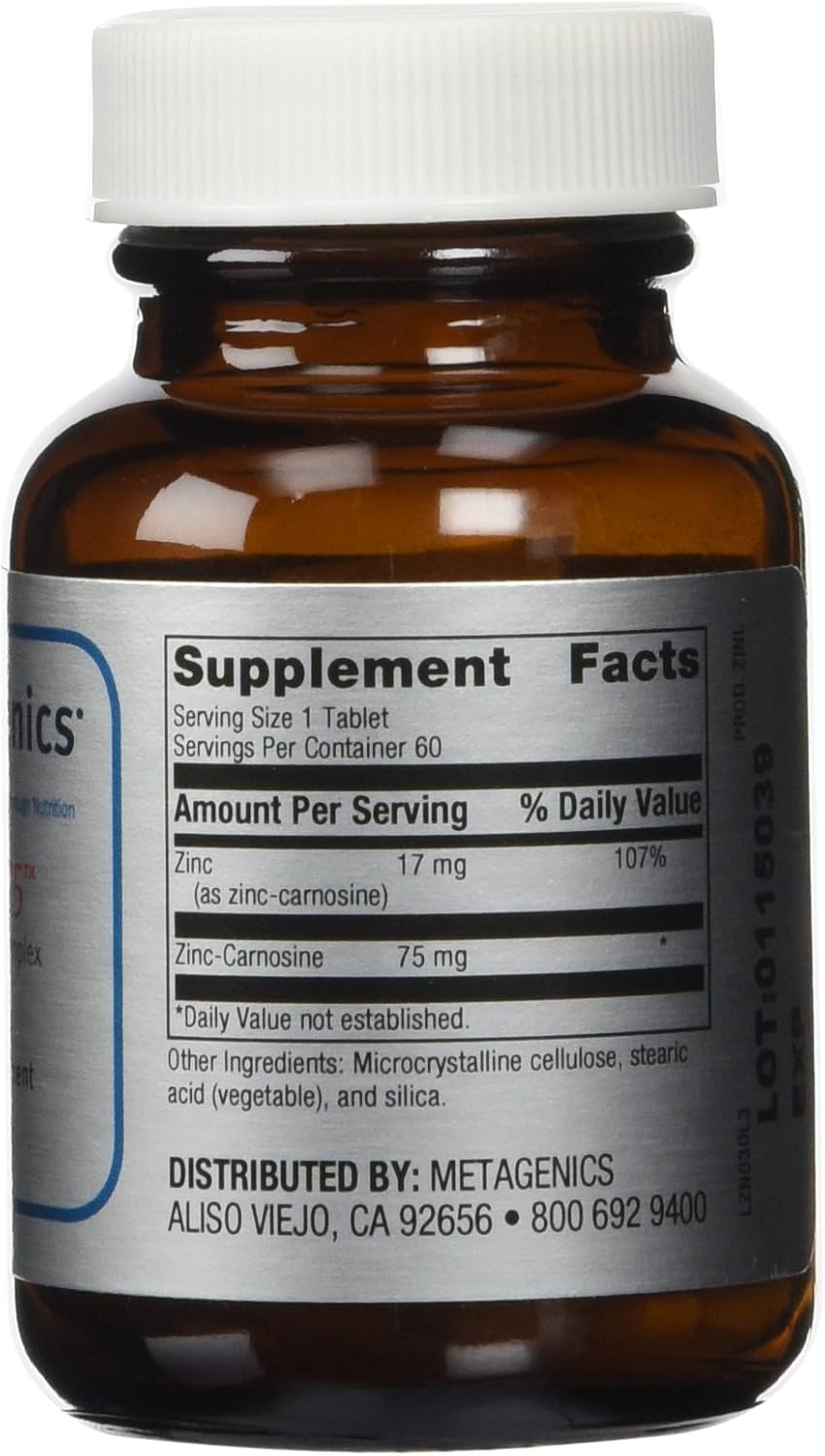 Metagenics Zinlori 75 Tablets - Natural Zinc-Carnosine Supplement for Digestive Health