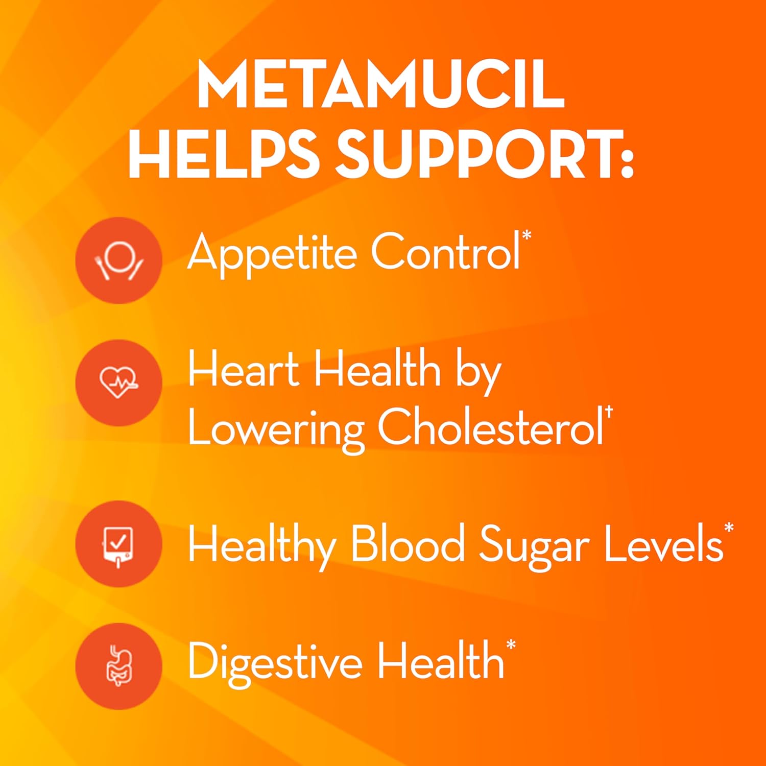 Metamucil 4-in-1 Fiber Supplement 114-Tablespoon Orange Flavored Psyllium Husk Fiber Powder with Real Sugar for Digestive Health