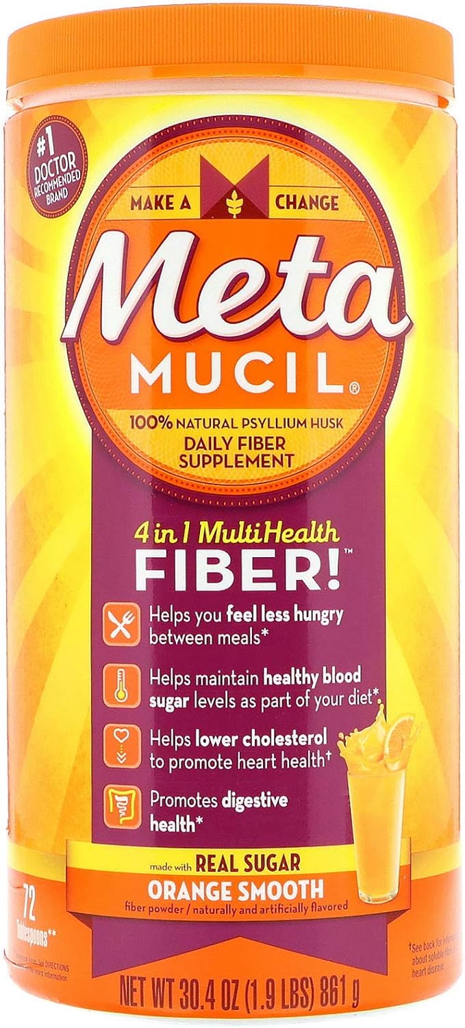 Metamucil 4 in 1 MultiHealth Fiber Powder Orange Smooth 1.9 lbs - 861 g