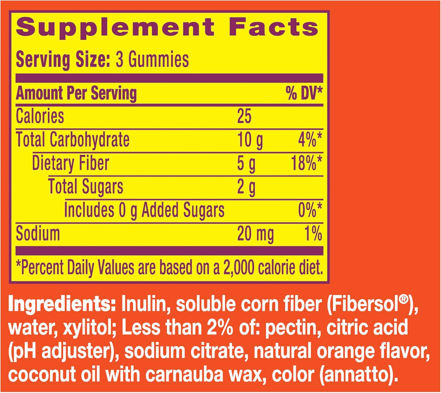 Metamucil Adult Fiber Gummies - Orange Flavor, 5g Plant-Based Prebiotic Blend, 72 Count, Sugar-Free