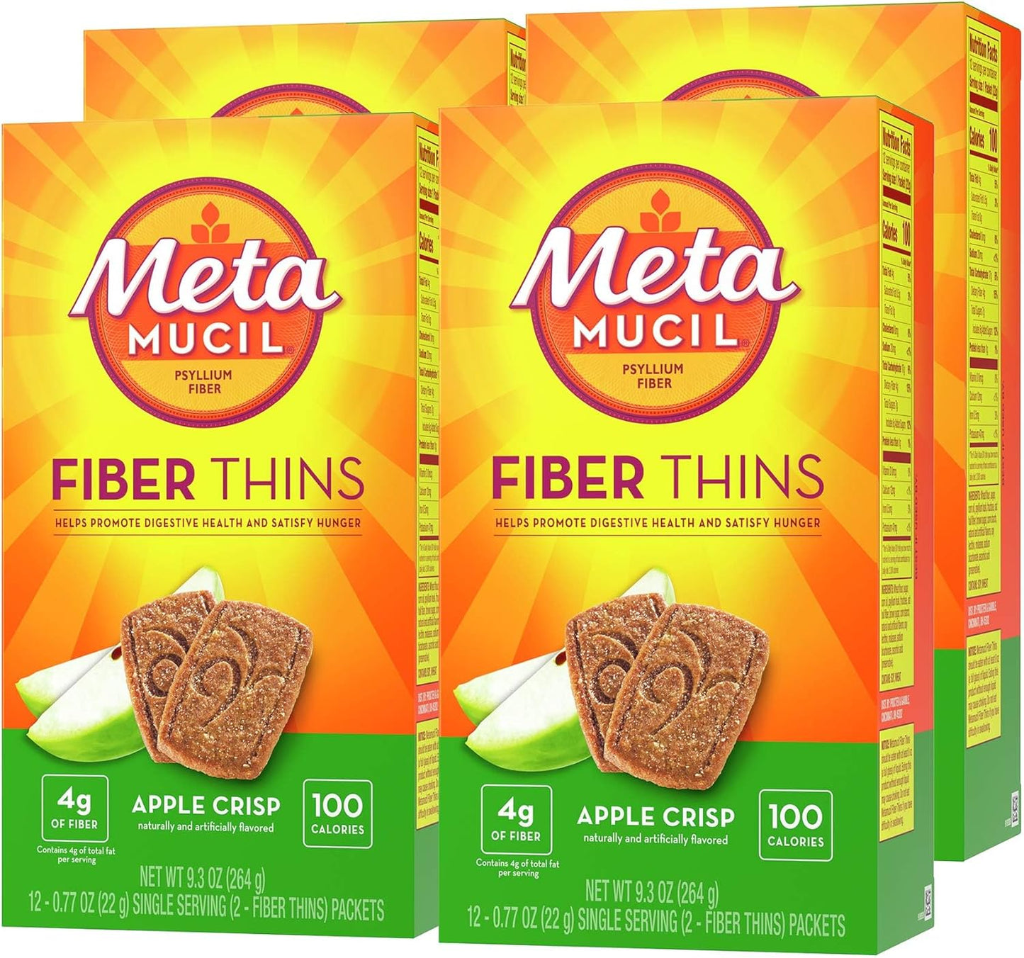 Metamucil Fiber Thins, Apple Crisp Flavor, 48 Servings, Digestive Health & Hunger Satisfaction
