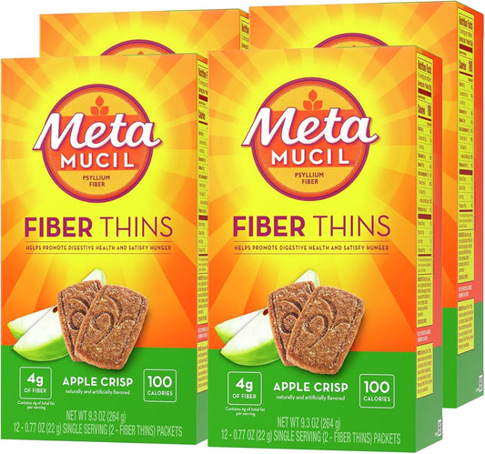 Metamucil Fiber Thins, Apple Crisp Flavor, 48 Servings, Digestive Health & Hunger Satisfaction