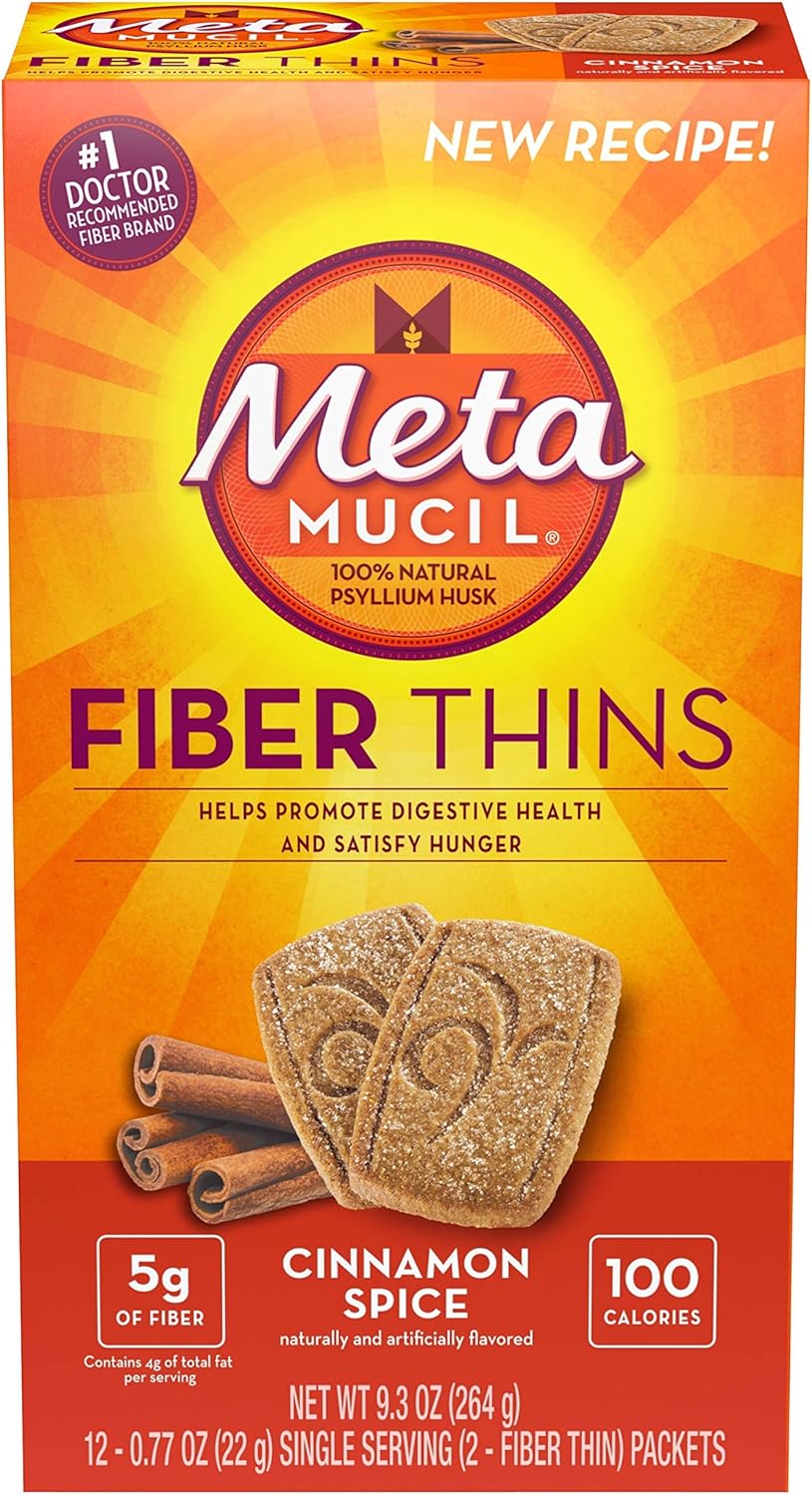 Metamucil Fiber Thins Value Pack - 12 Count x 2 Crisps, 9.3 Ounce Each (Pack of 6)
