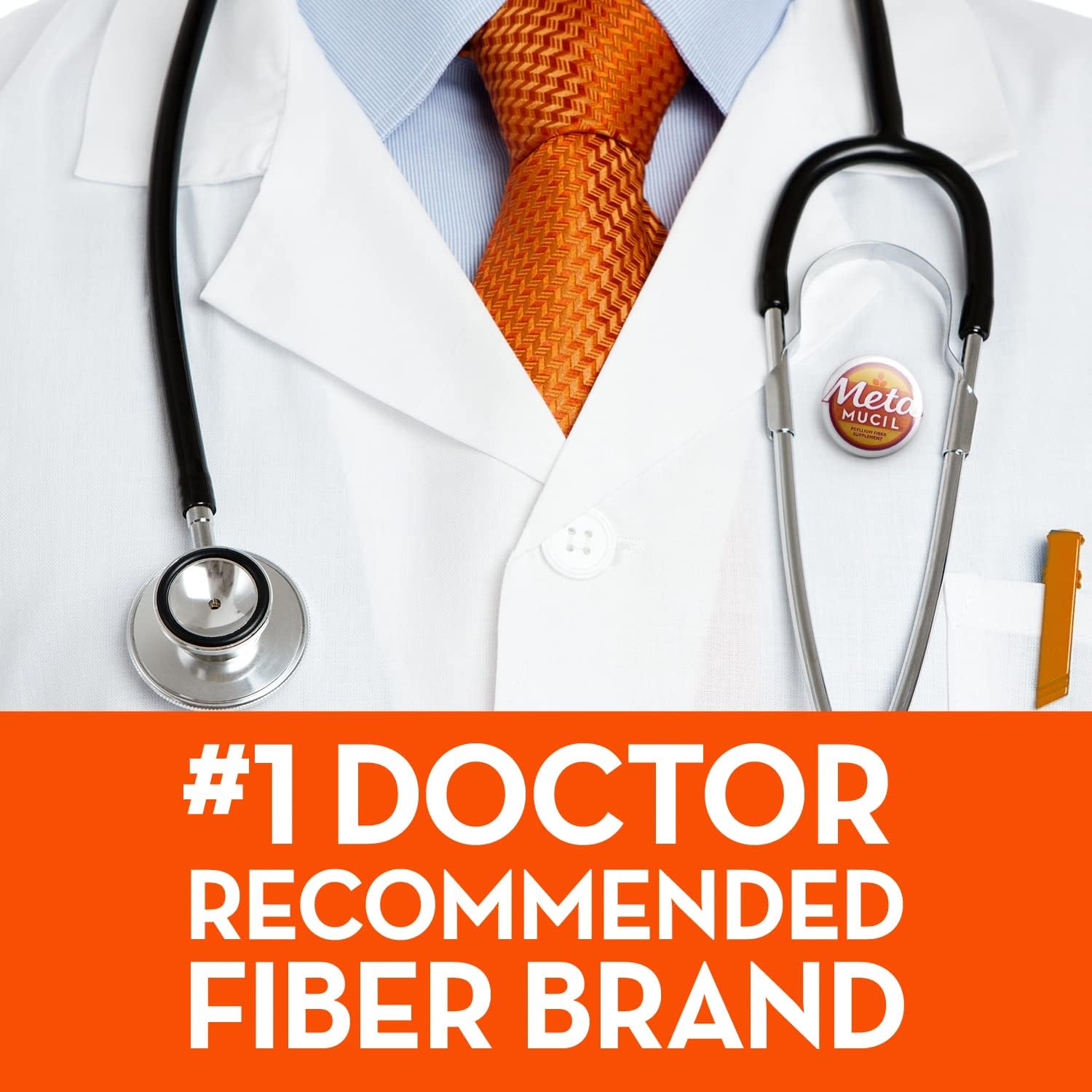 Metamucil On-The-Go Sugar-Free Orange Fiber Drink Packets for Digestive Health - 44 Pack.