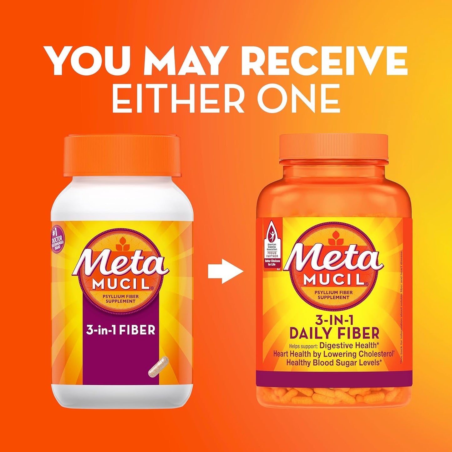 Metamucil Psyllium Husk Fiber Supplement 320 Count 3-in-1 Digestive Health Plant Based Pack of 2